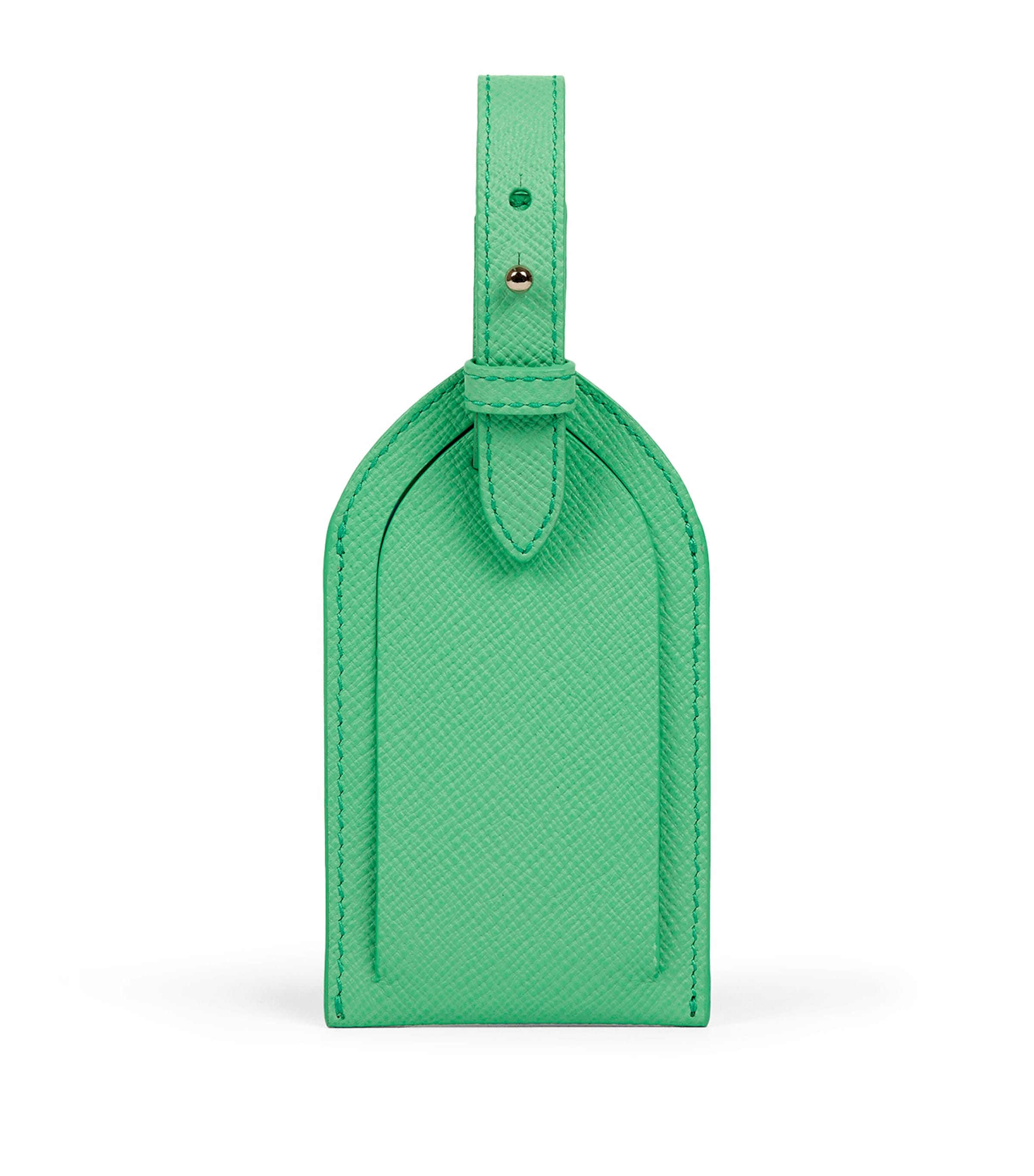 Smythson Leather Panama Luggage Tag Shamrock