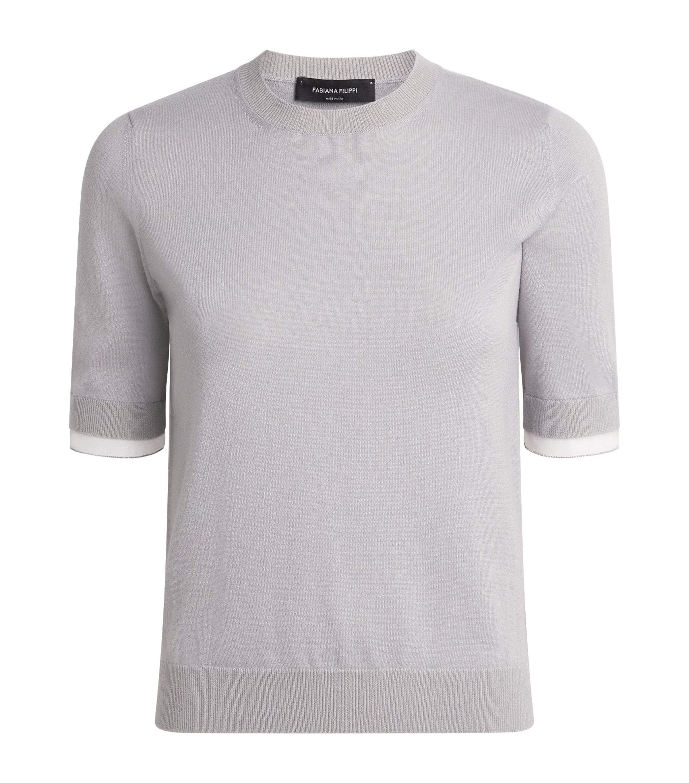 Fabiana Filippi Womens Virgin Wool-Cotton T-Shirt Granito