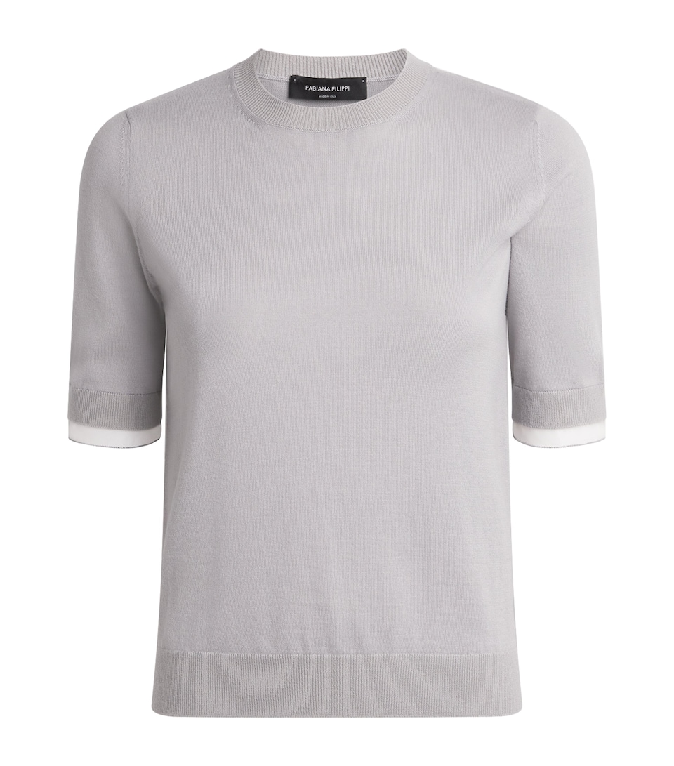 Fabiana Filippi Womens Virgin Wool-Cotton T-Shirt Granito