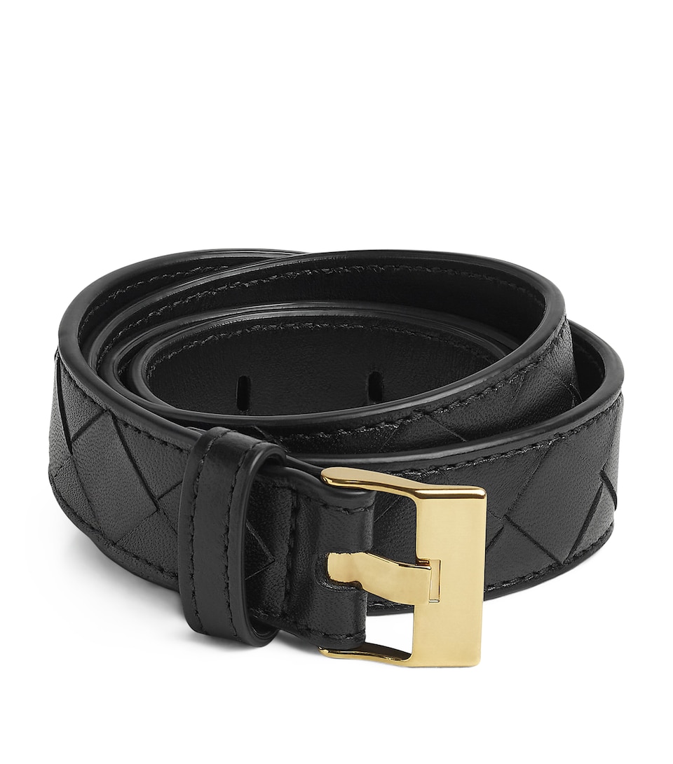 Leather Intreccio Watch Belt