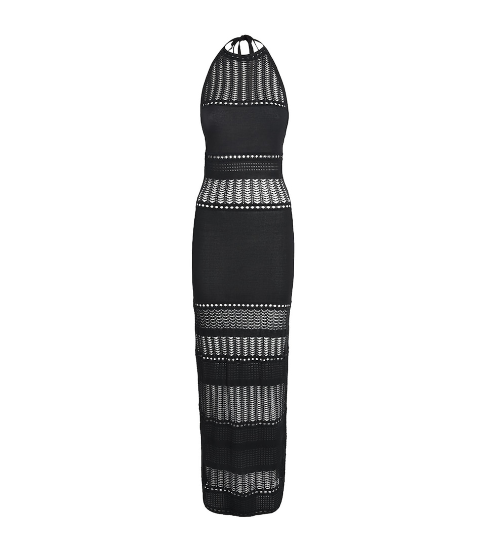 AWAY THAT DAY Womens Crochet Zanzibar Maxi Dress Black