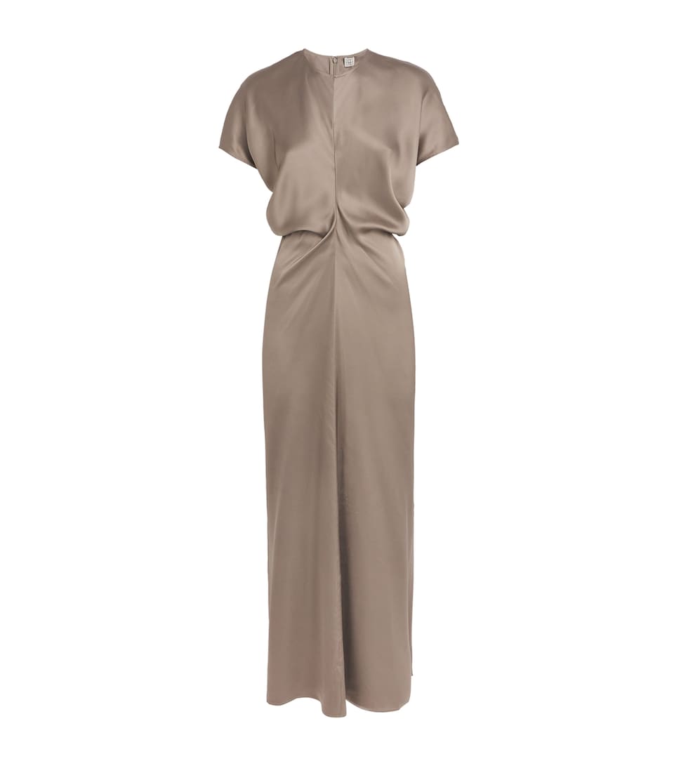 Satin Slouch-Waist Midi Dress