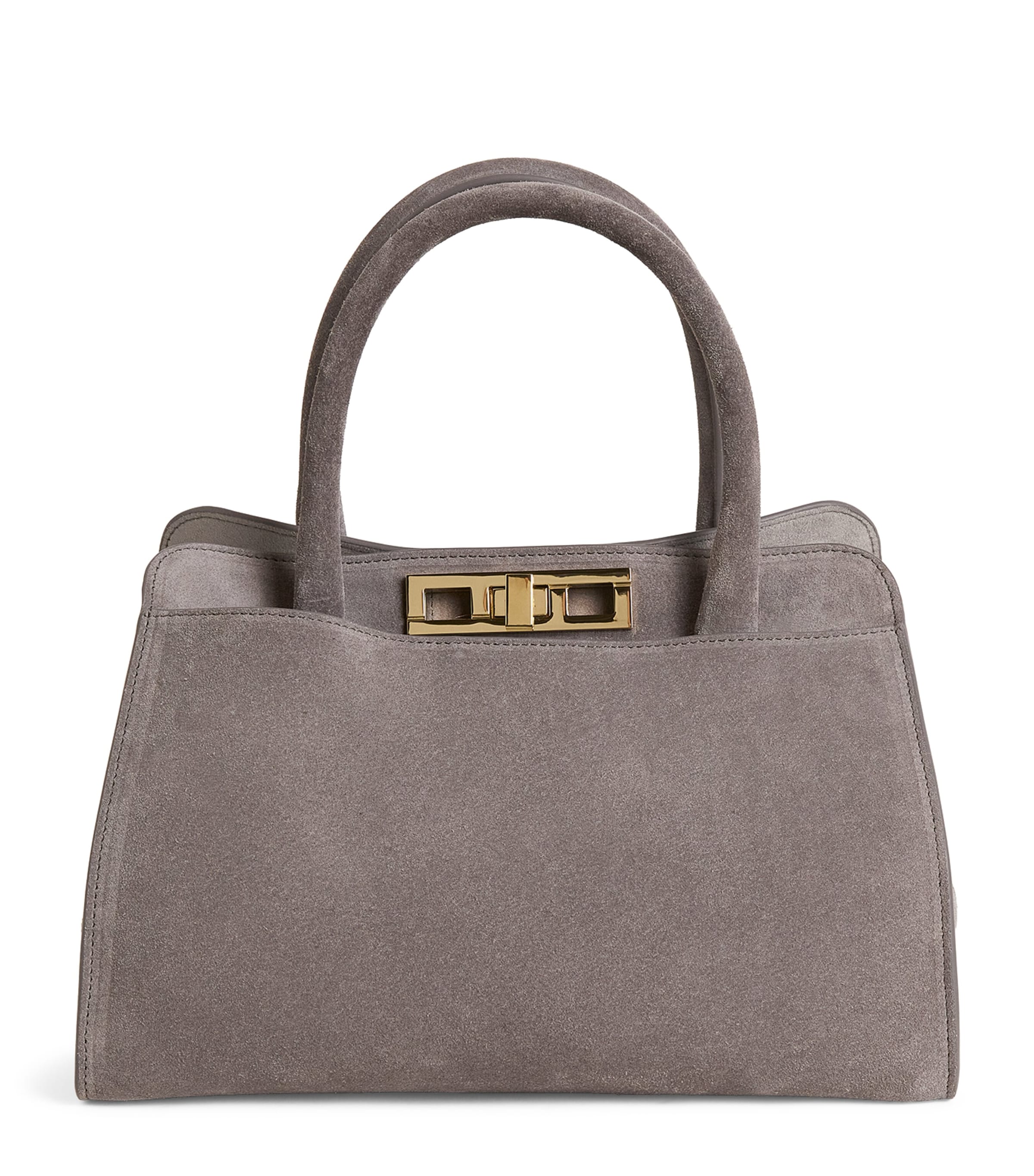 Medium Suede Top-Handle Bag