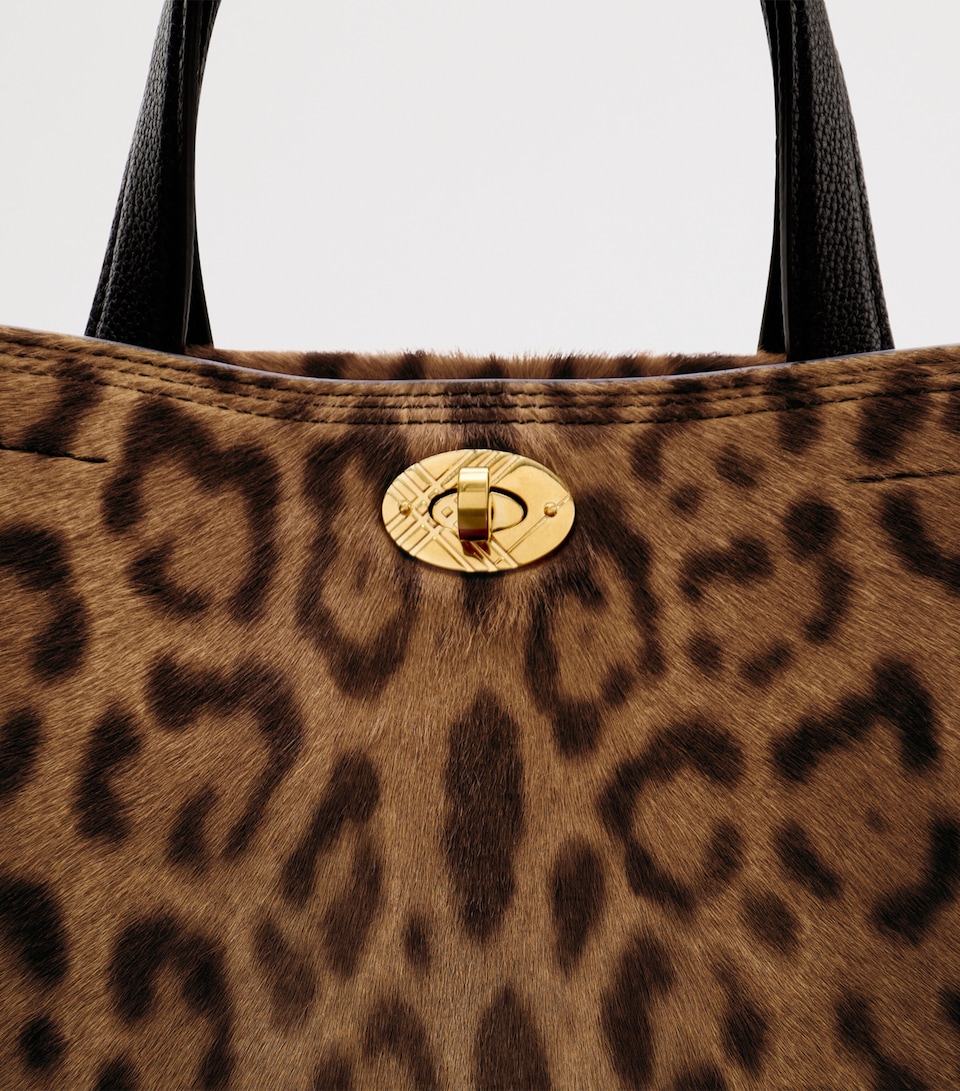 Burberry Mini Calf Hair Cotswolds Tote Bag Leopard/black