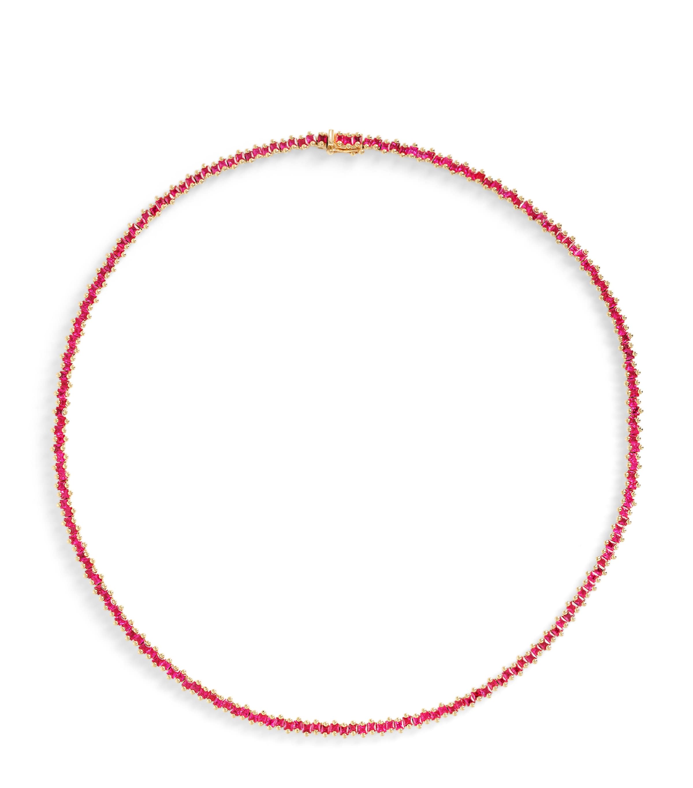 Rose Gold and Ruby Princess Tennis Necklace