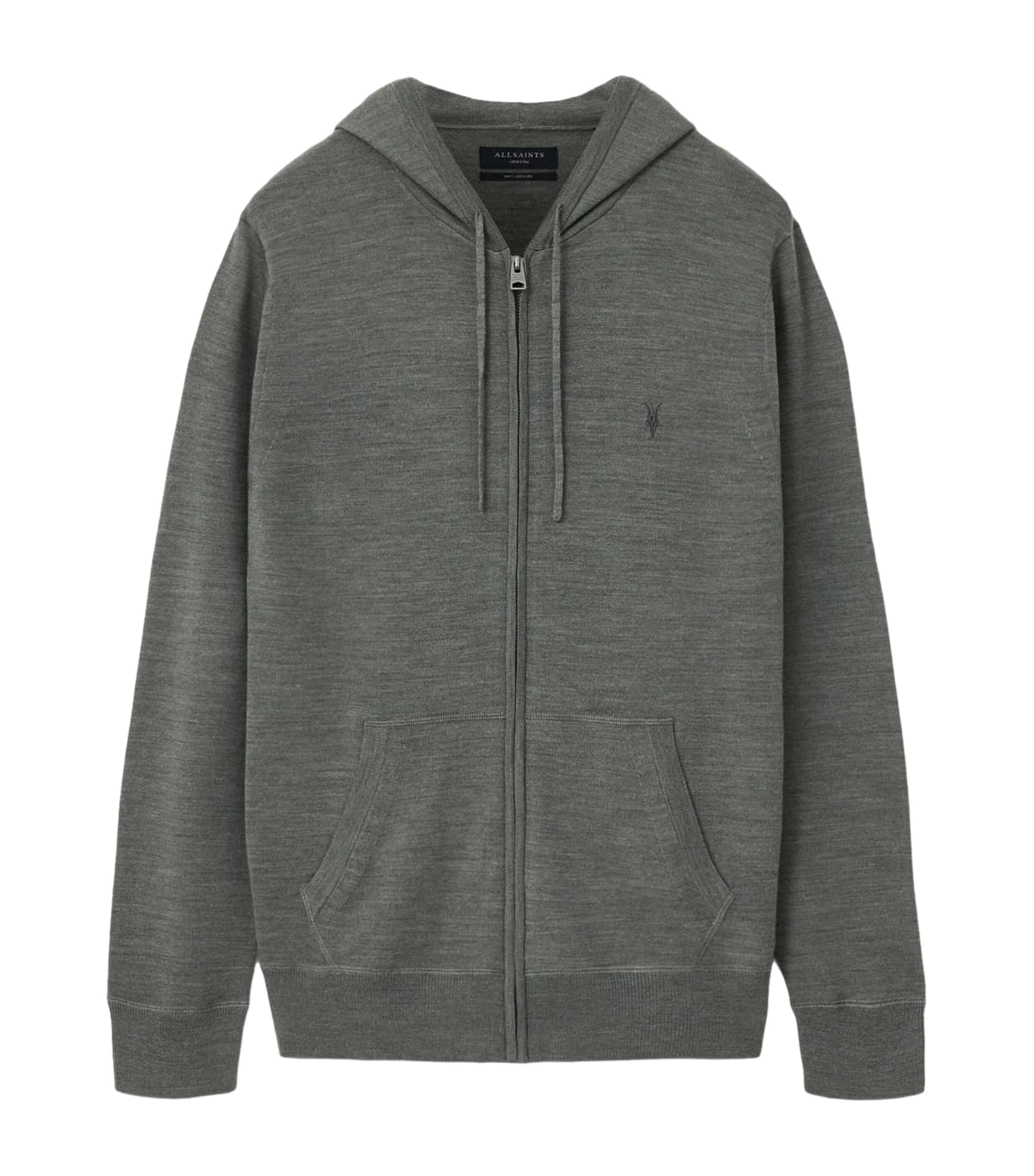 AllSaints Mens Merino Wool Mode Hoodie Maple Green