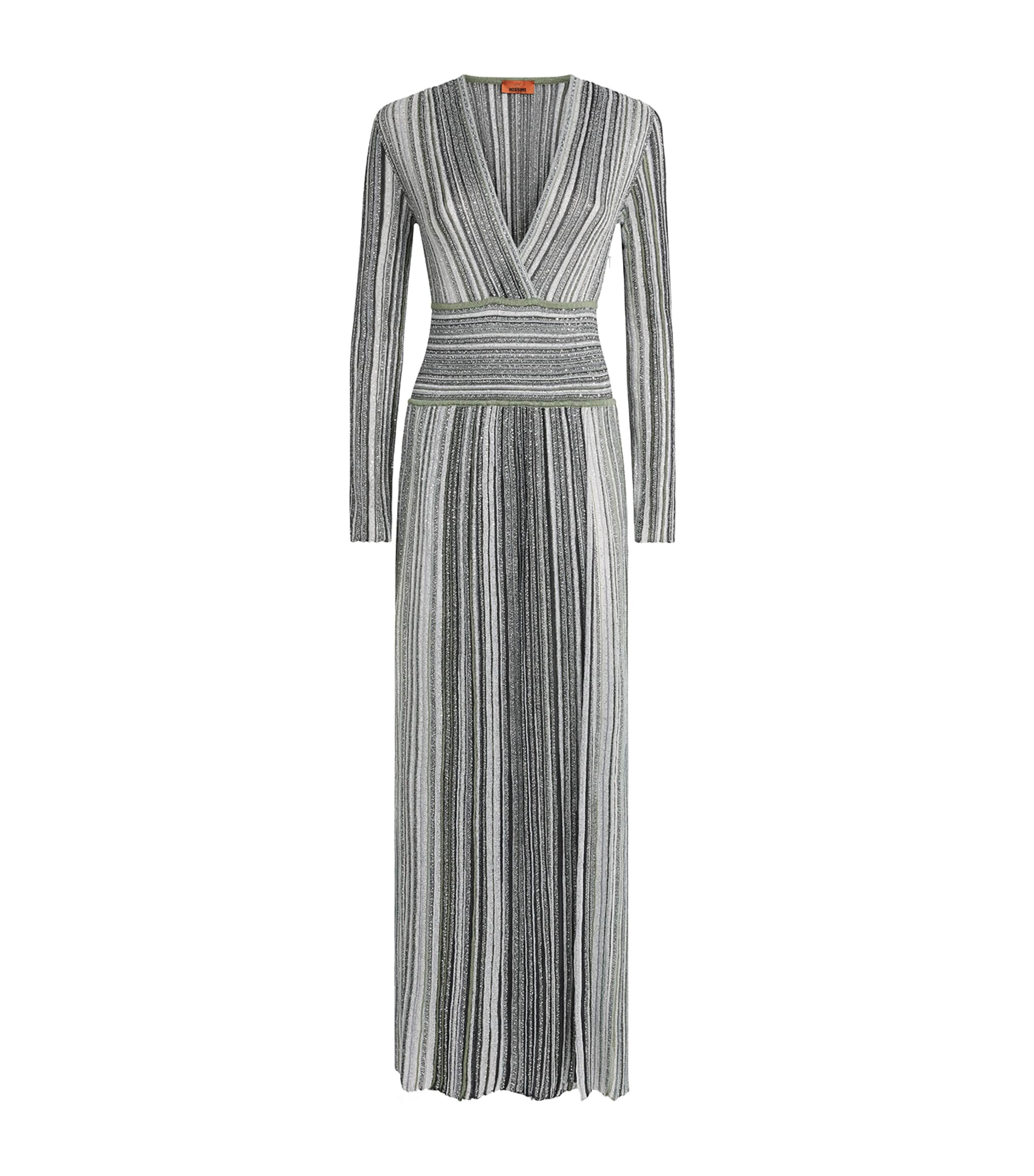 Missoni Womens Lamé V-Neck Maxi Dress Grdnt Grn Tns