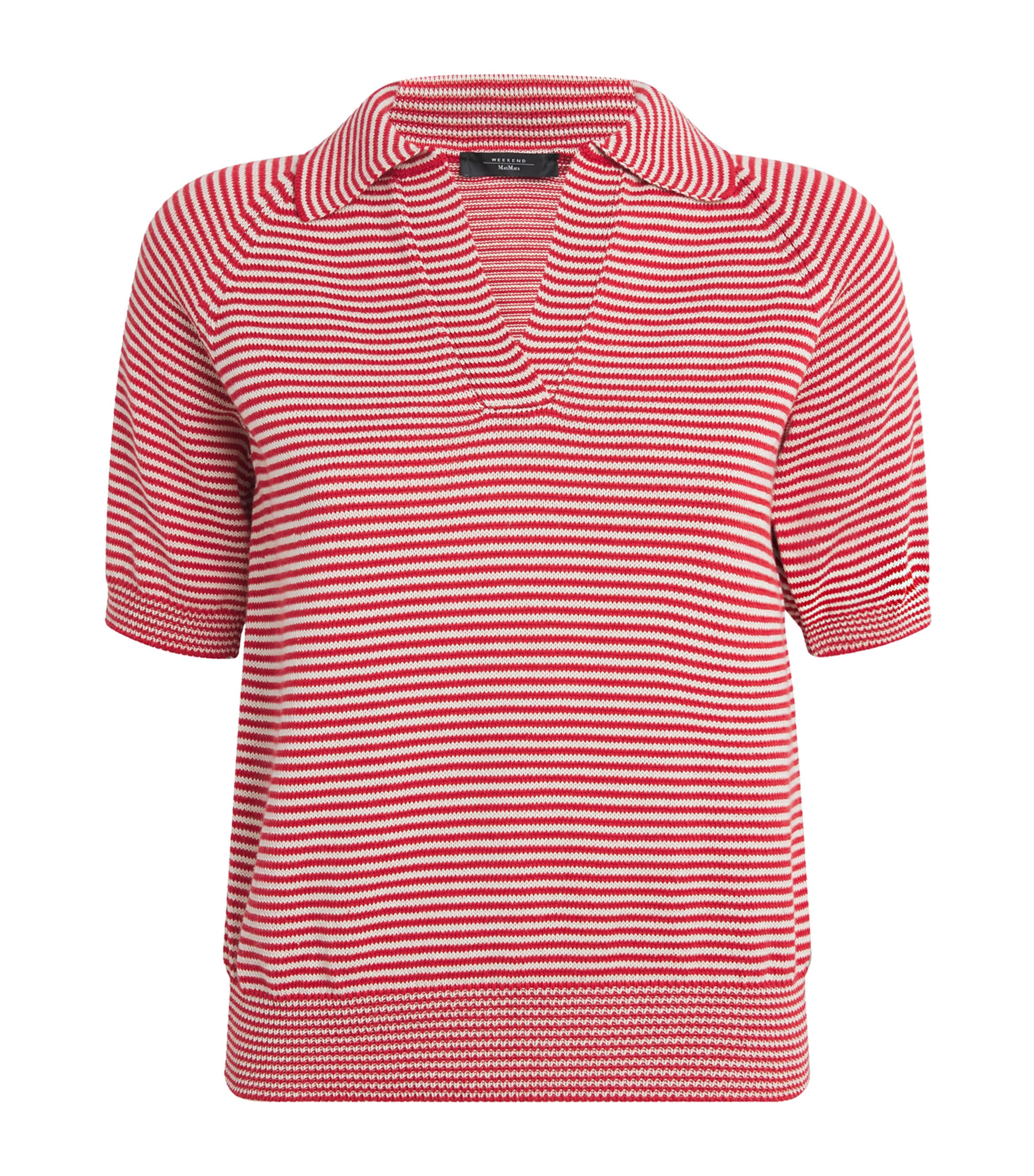 Cotton Stripe Open Polo Shirt