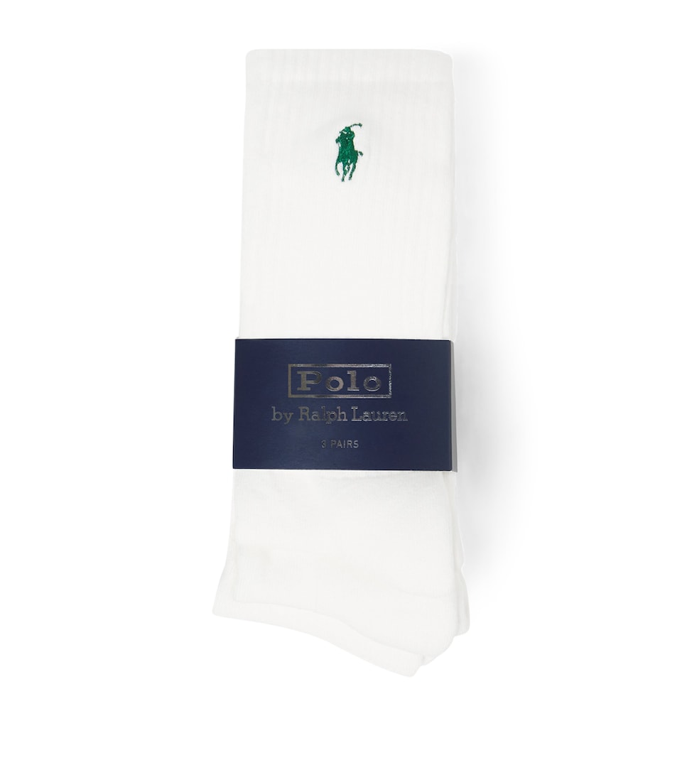 RLX Ralph Lauren Mens x Wimbledon Polo Pony Socks (Pack of 3) White Multi