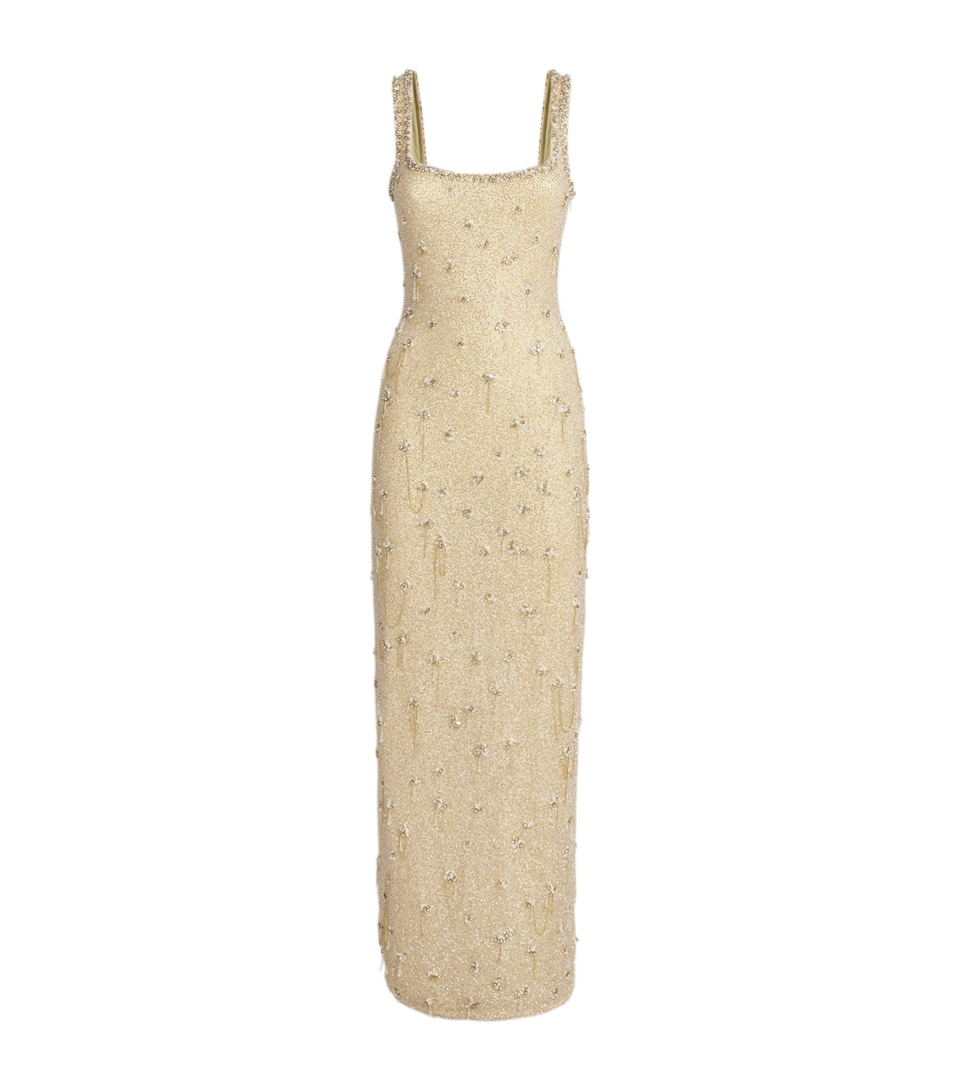 Clio Peppiatt Womens Embellished Athena Gown Gold
