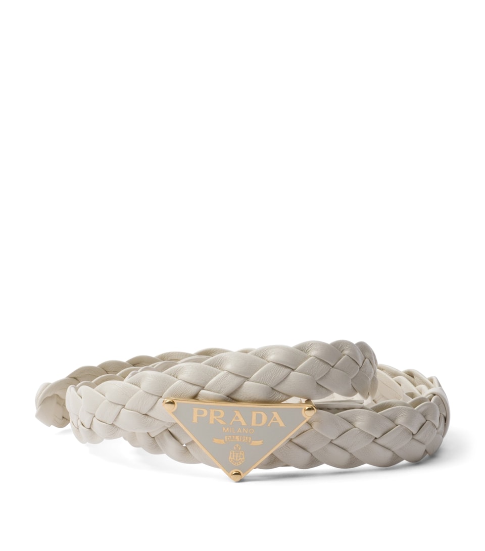 Prada Nappa Leather Braided Belt White