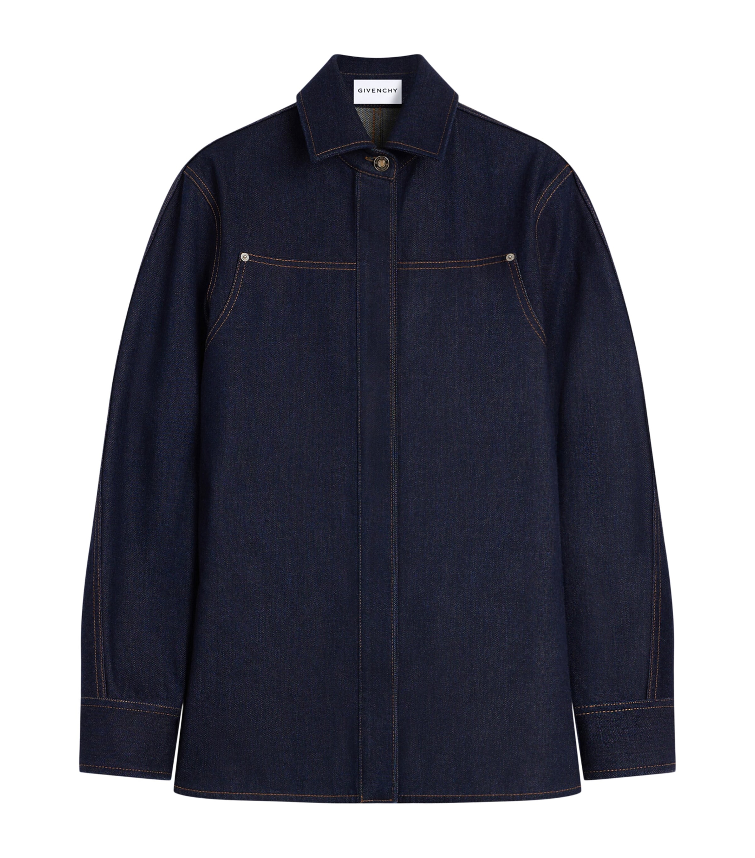 Givenchy Womens Denim Contrast-Stitch Shirt