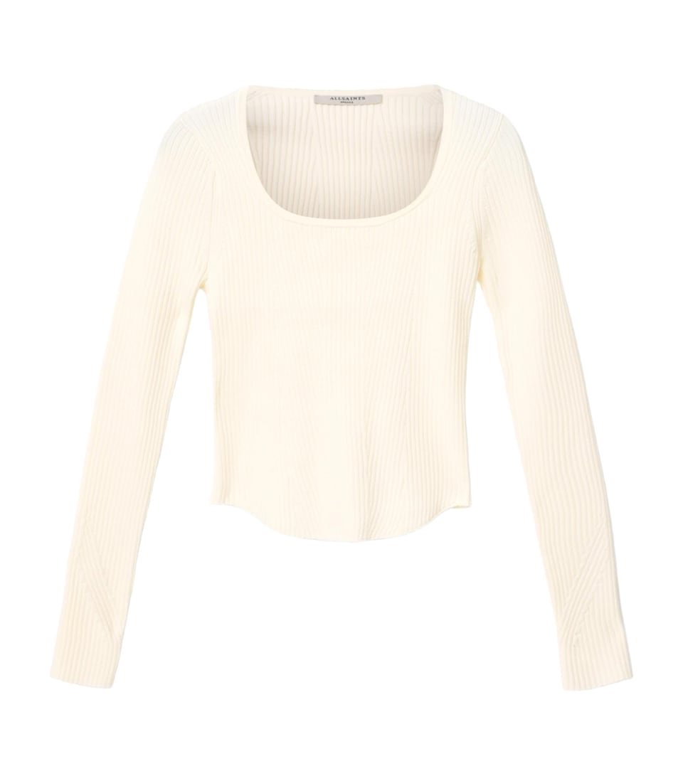 AllSaints Womens Rib-Knit Hally Top Chalk White