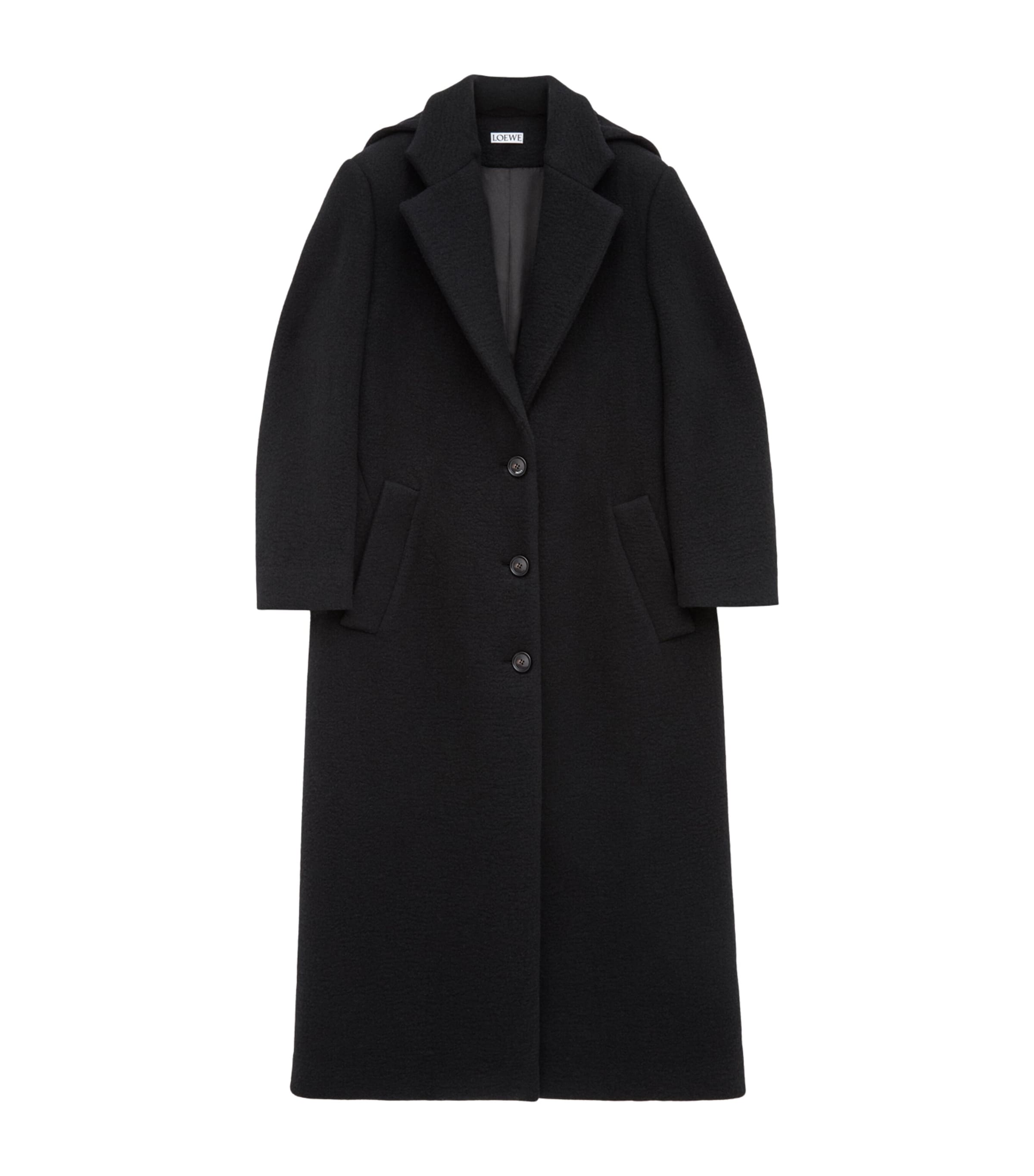 LOEWE Womens Cashmere Hooded Coat Black