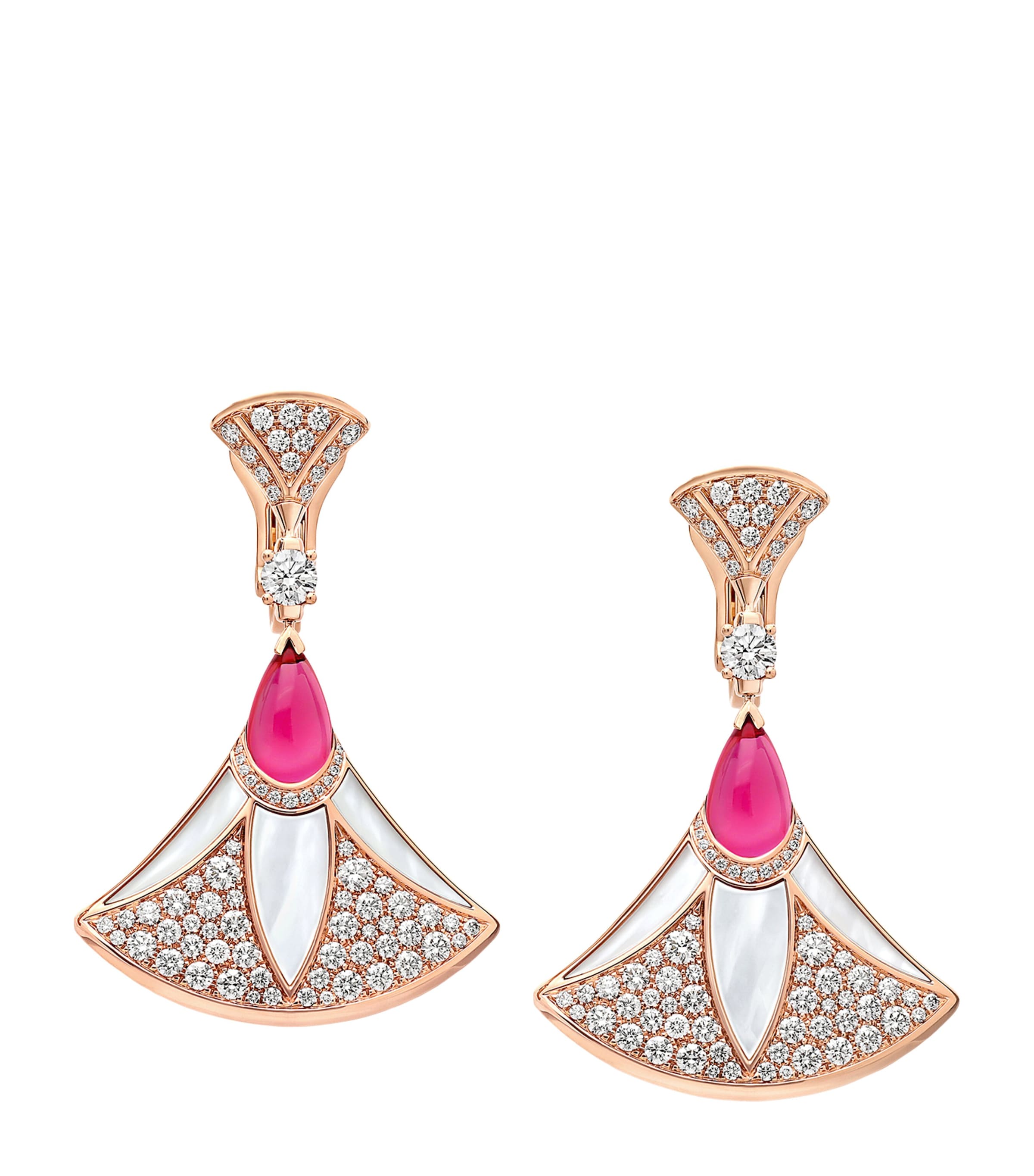 Rose Gold, Diamond and Mother-of-Pearl Diva’s Dream Earrings