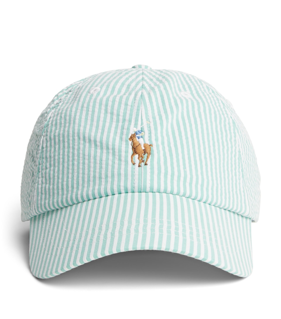 Polo Ralph Lauren Seersucker Stripe Polo Pony Cap Key West Seersucker