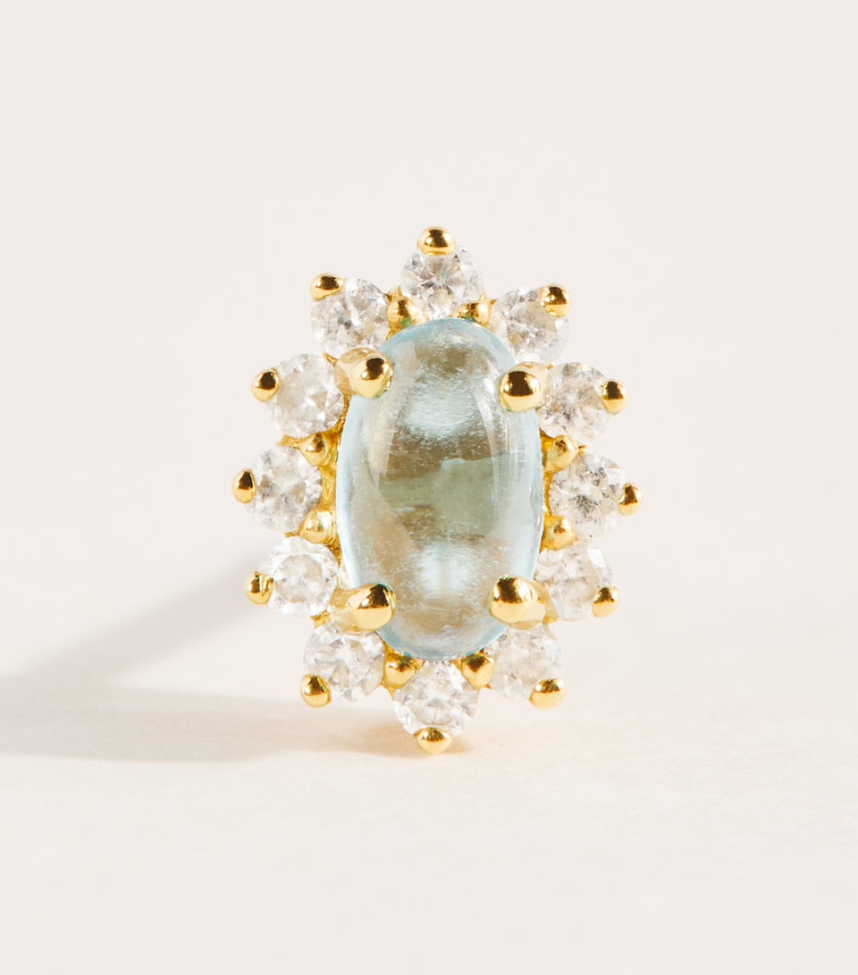Rosa de la Cruz Yellow Gold, Diamond and Topaz Baroque Earring Yellow Gold