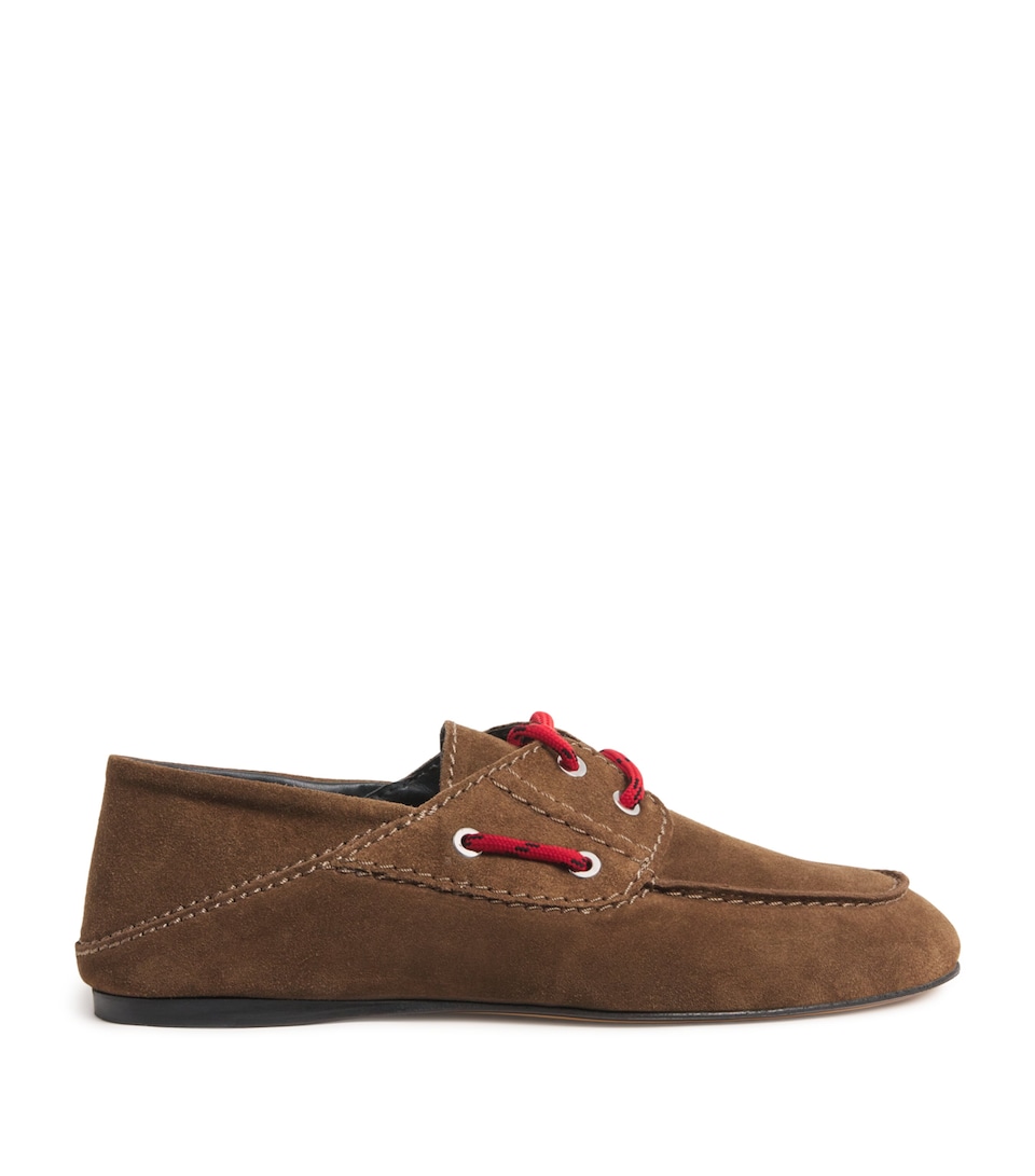 Sandro Paris Suede Boat Shoes Brown