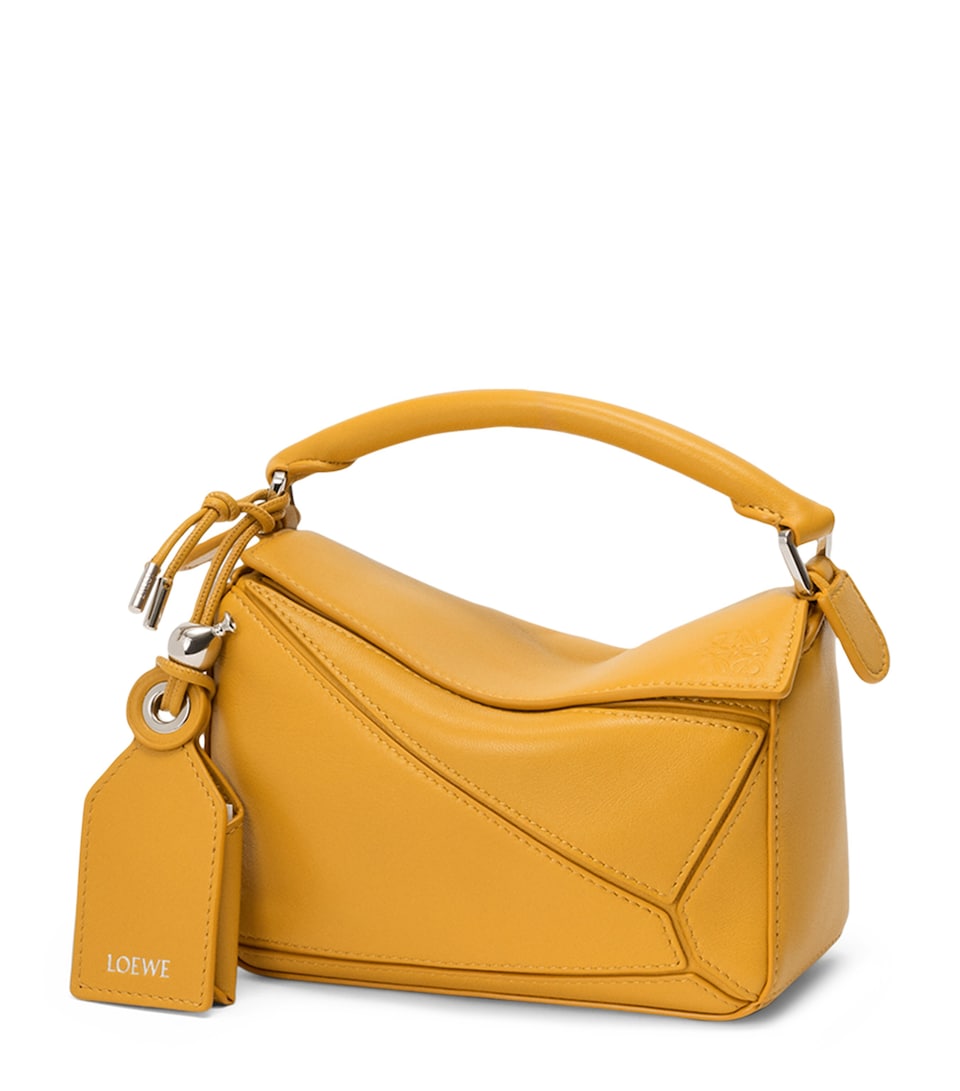 LOEWE x Paula's Ibiza Mini Lambskin Puzzle Top-Handle Bag Mustard