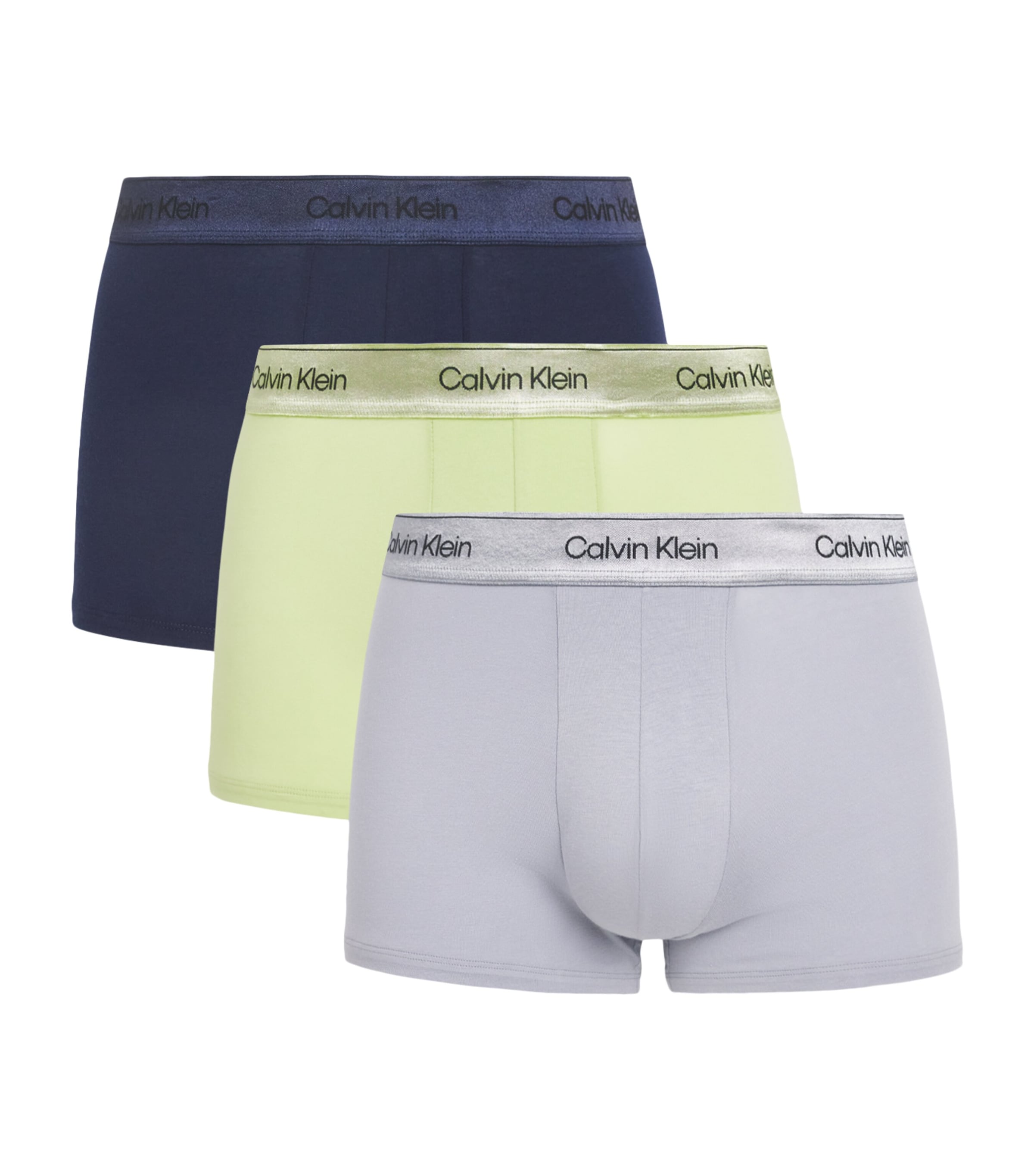 Calvin Klein Mens Cotton Stretch Icon Metallic Boxer Briefs (Pack of 3) Sl/crm/grey