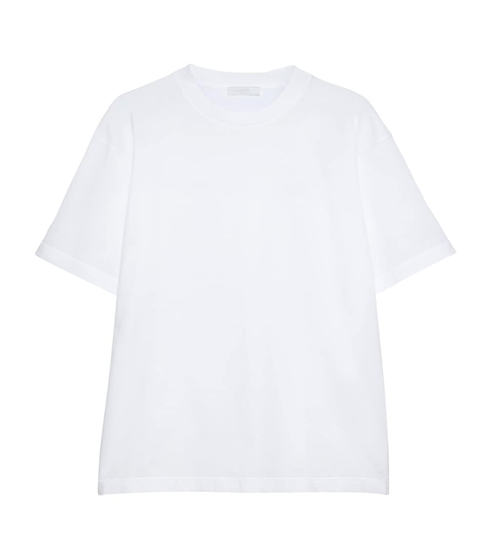 Prada Mens Cotton Crest Logo T-Shirt White