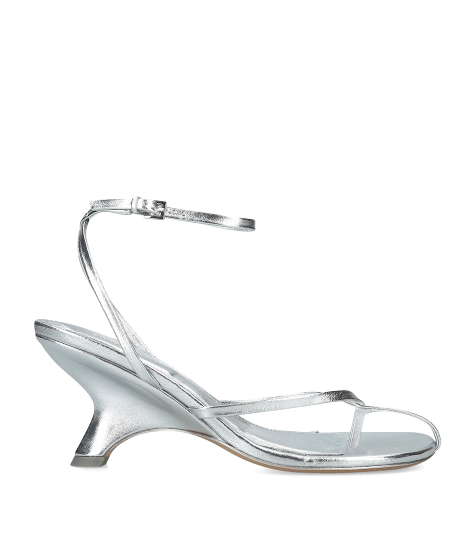 Simkhai Metallic Leather Kelsey Heeled Sandals 75 Silver