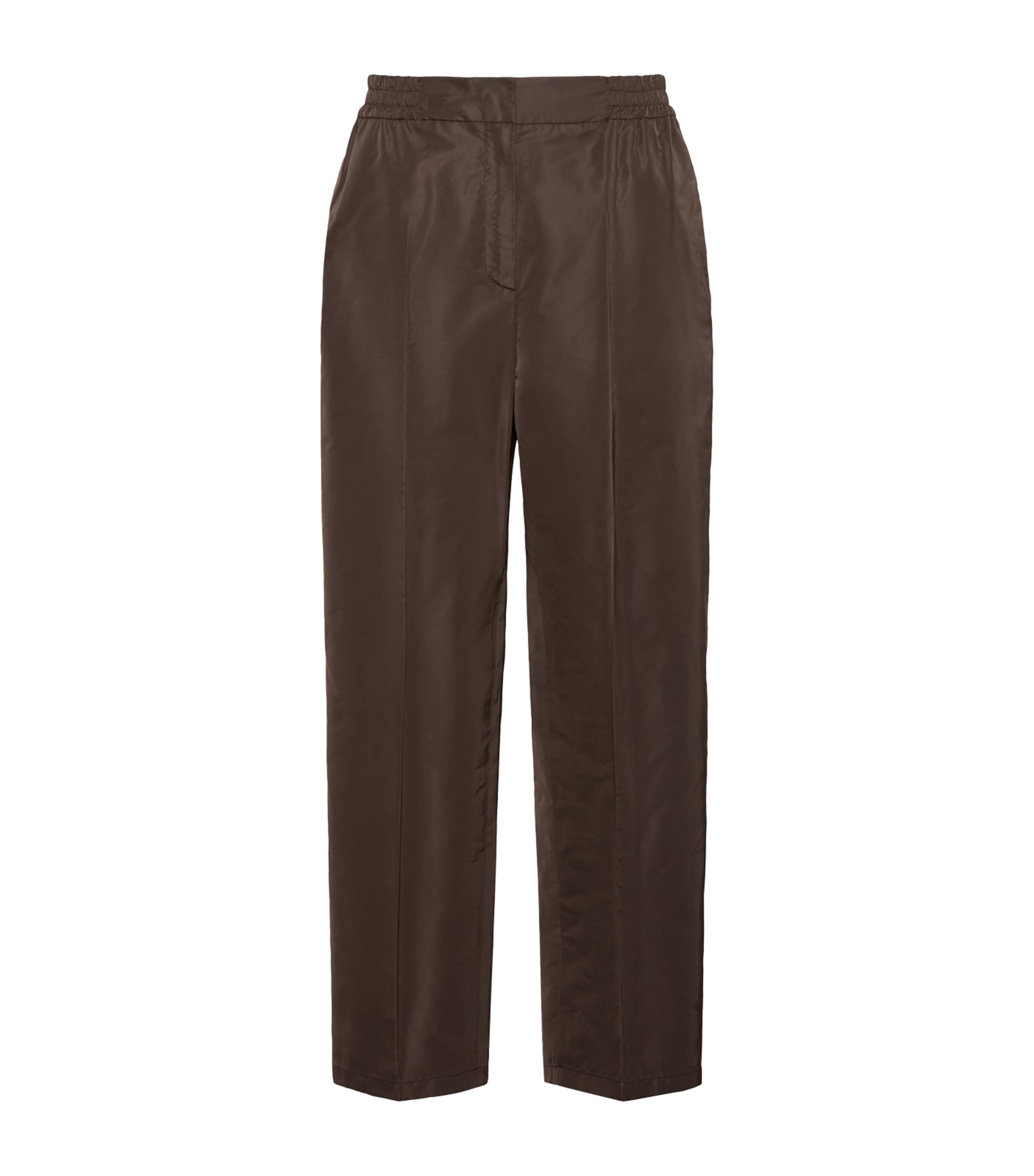 Max Mara Womens Satin Straight Tailored Trousers Dark Brown