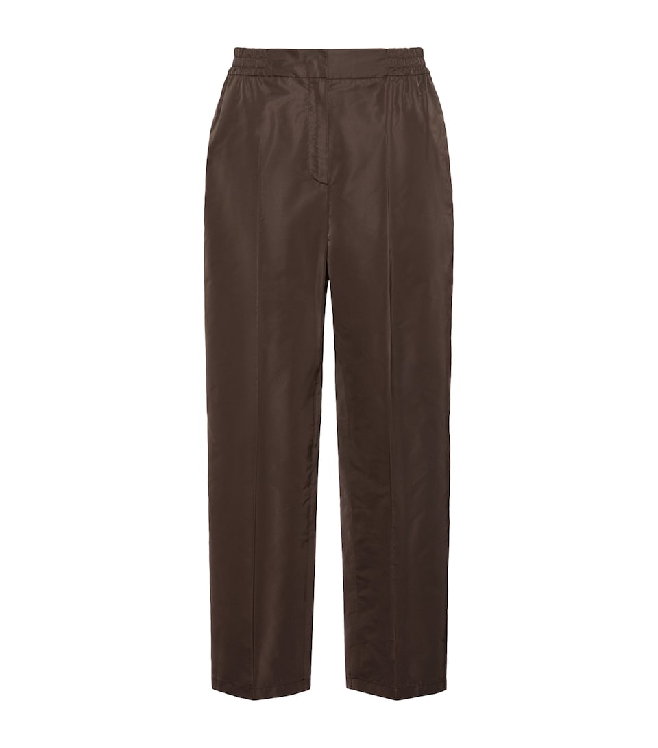 Max Mara Womens Satin Straight Tailored Trousers Dark Brown