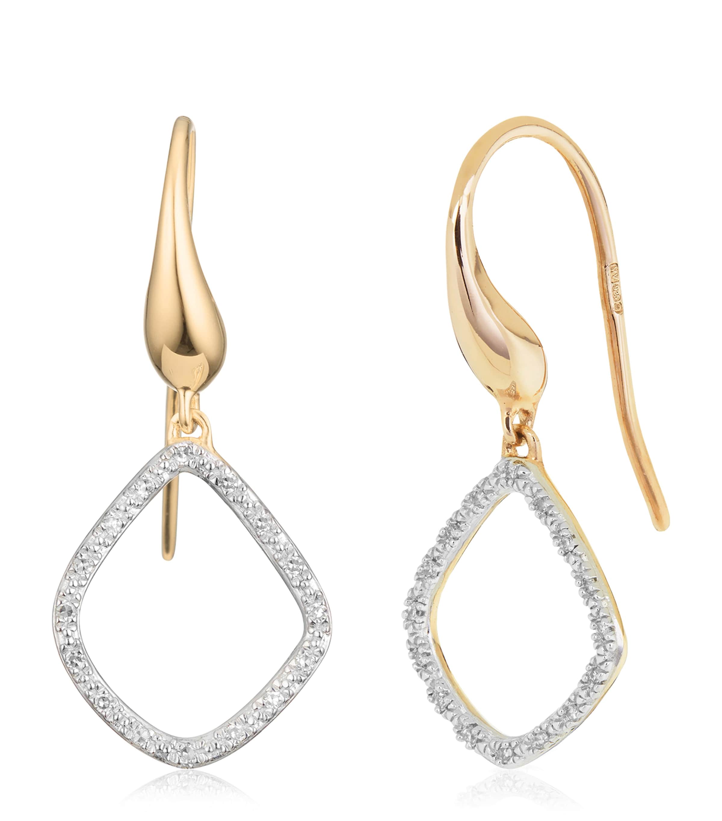 Monica Vinader Gold Vermeil and Diamond Riva Kite Earrings Gold Vermeil