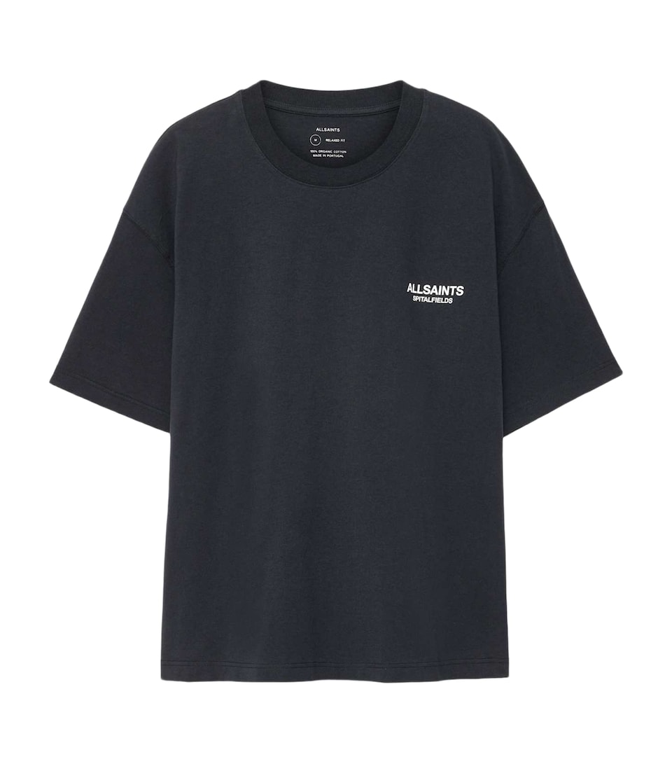 AllSaints Mens Organic Cotton Shadow T-Shirt Navy Blue