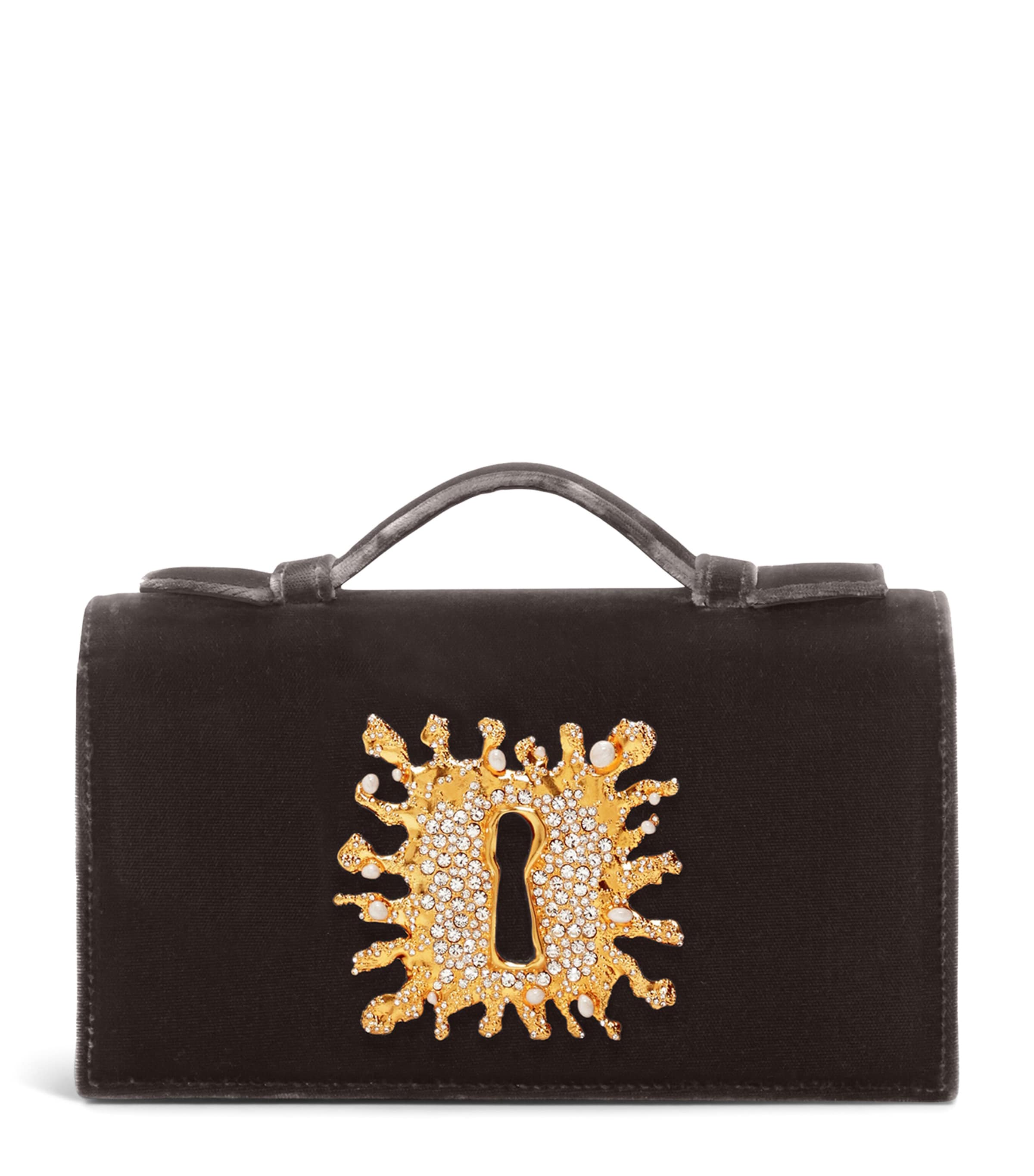 Velvet Keyhole Bijou Clutch Bag