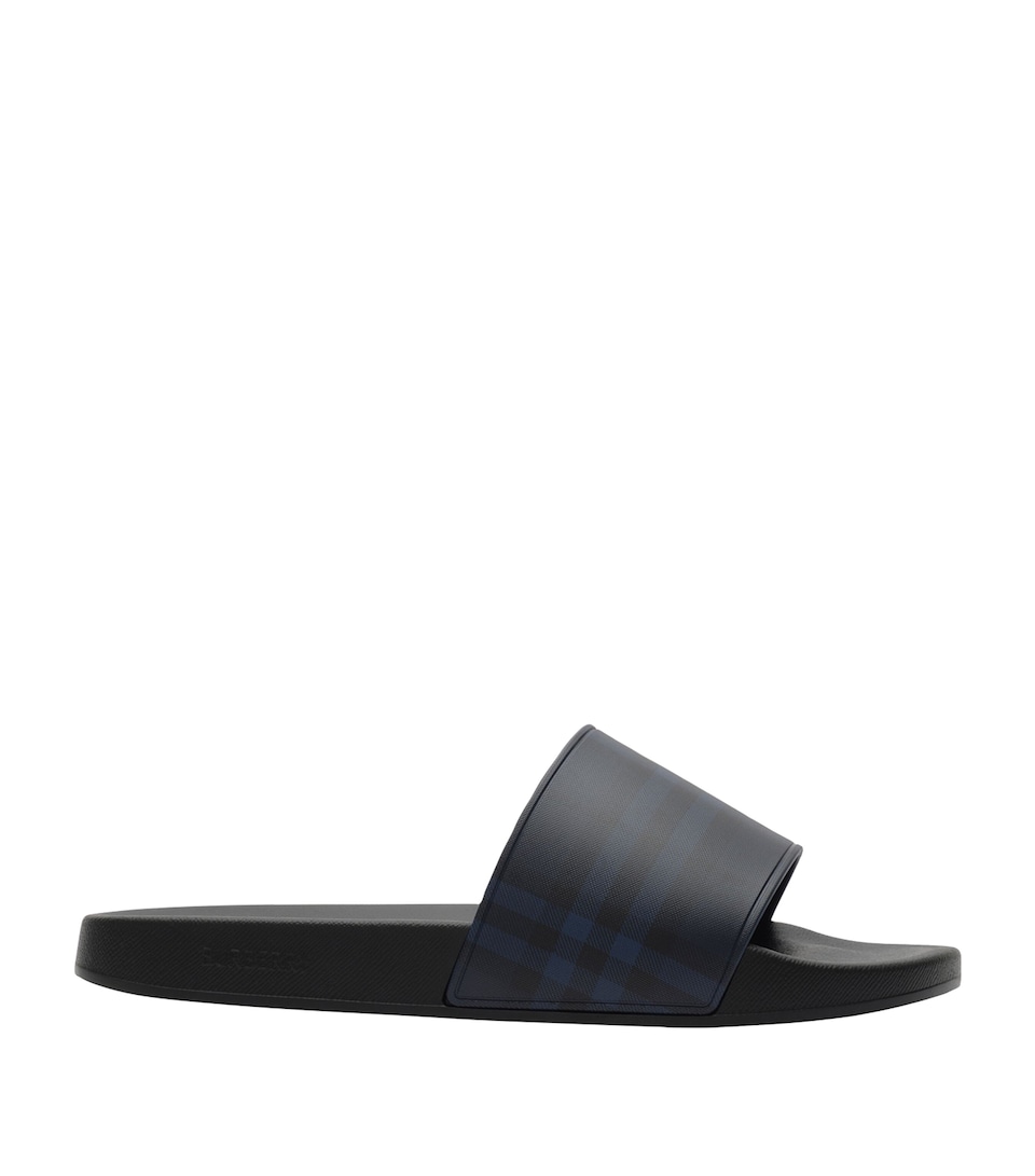 Burberry Check Slides Navy Ip Check