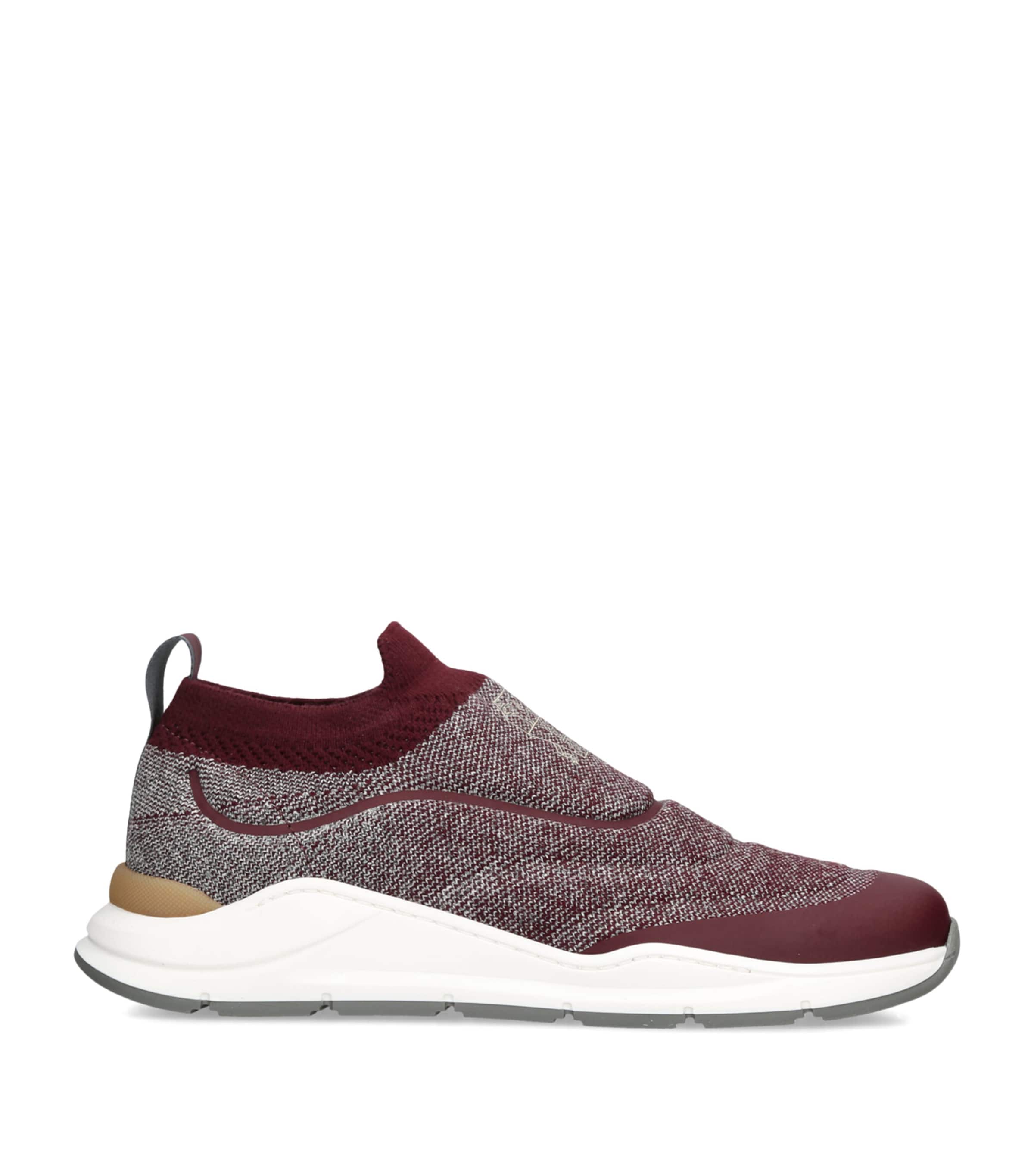 Brunello Cucinelli Kids Knitted Slip-On Sneakers Wine Comb