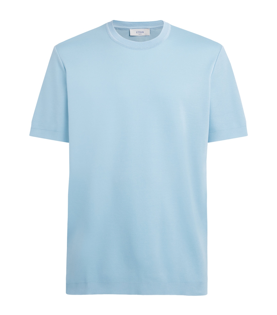 Eton Mens Cotton T-Shirt Light Blue