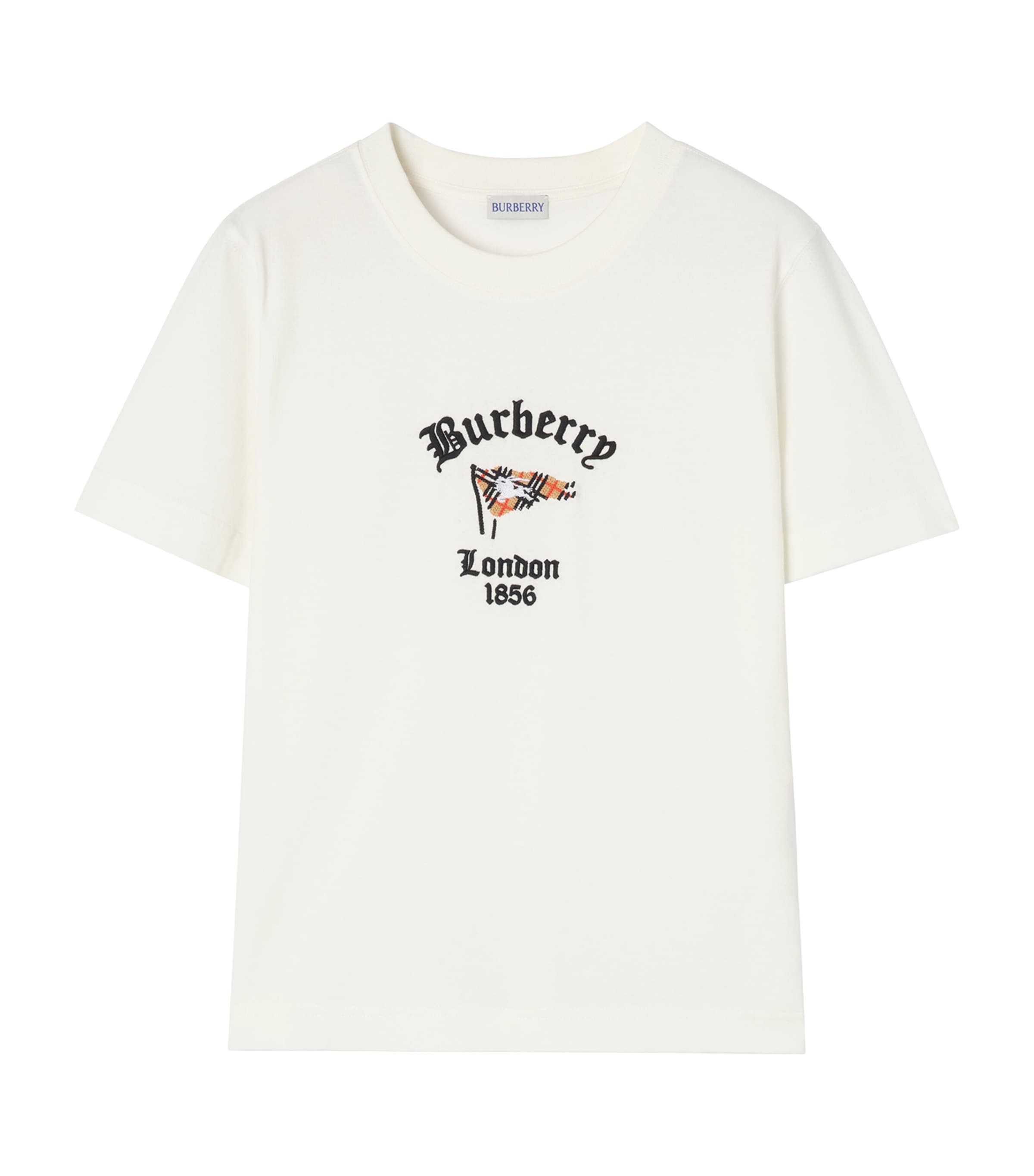 Burberry Womens Cotton Check Flag T-Shirt Chalk