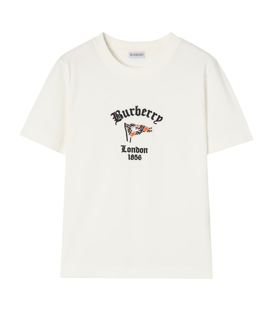 Burberry Womens Cotton Check Flag T-Shirt Chalk