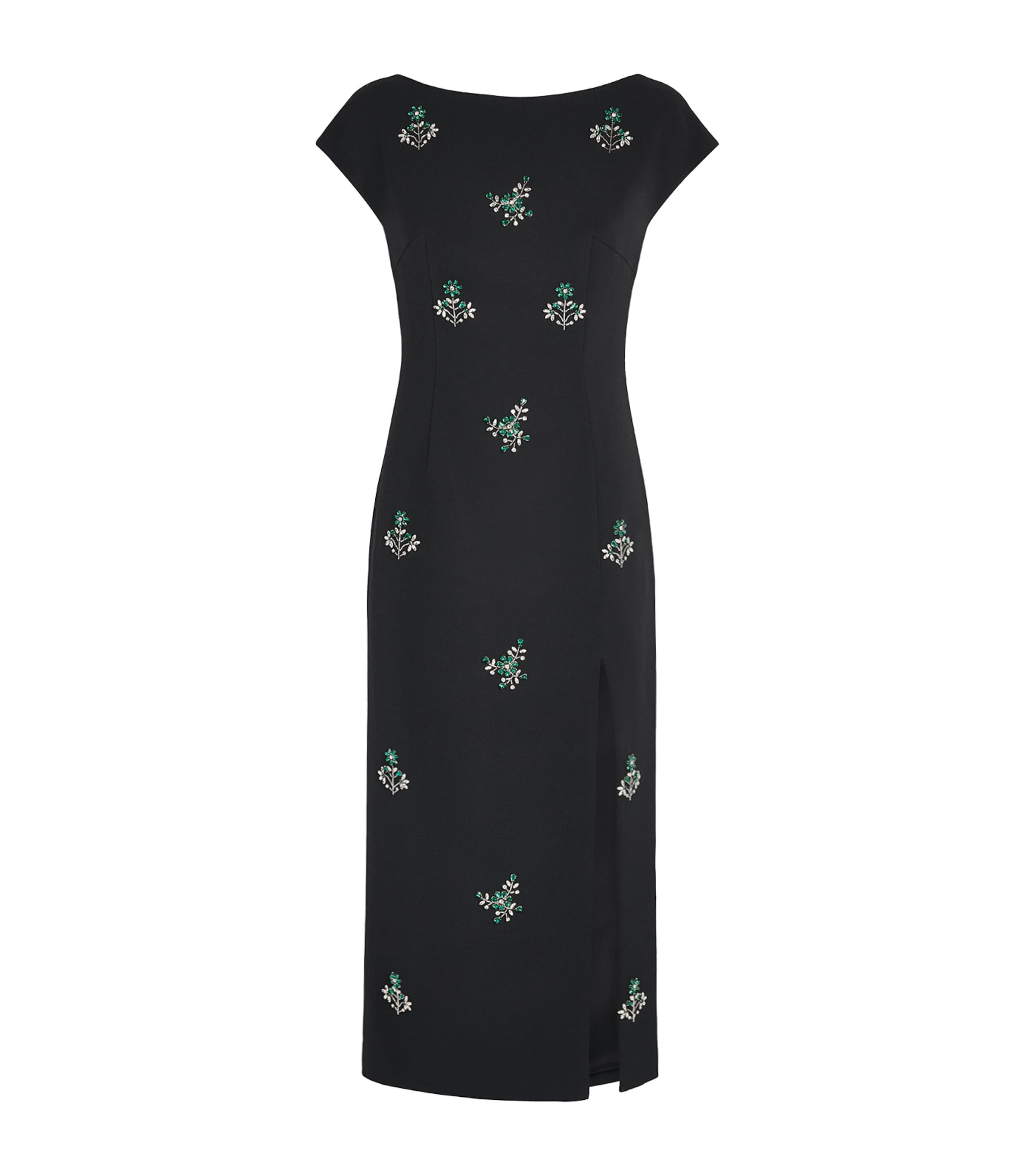 Huishan Zhang Womens Crepe Embellished Evelyn Midi Dress Black