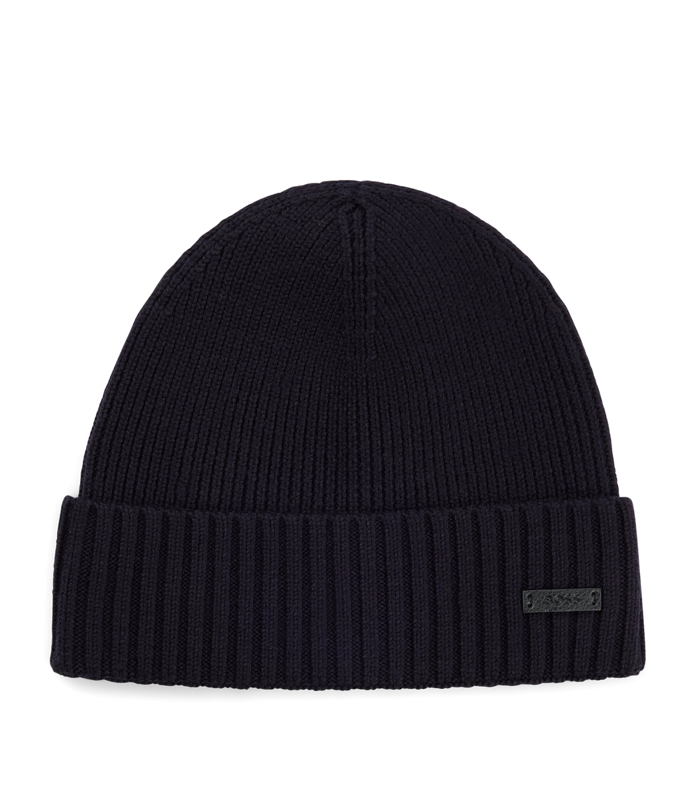 BOSS Virgin Wool Logo-Badge Beanie