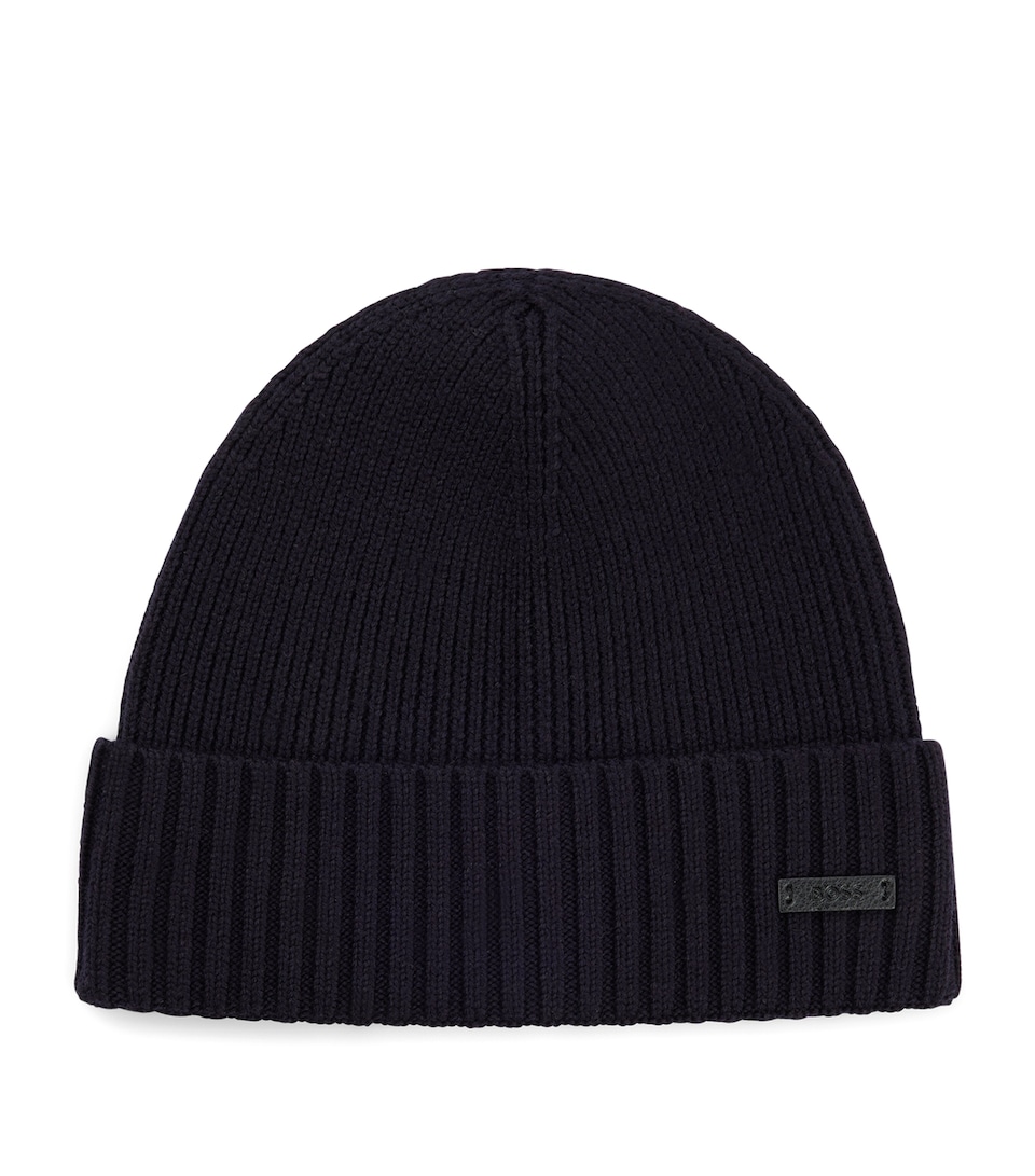BOSS Virgin Wool Logo-Badge Beanie