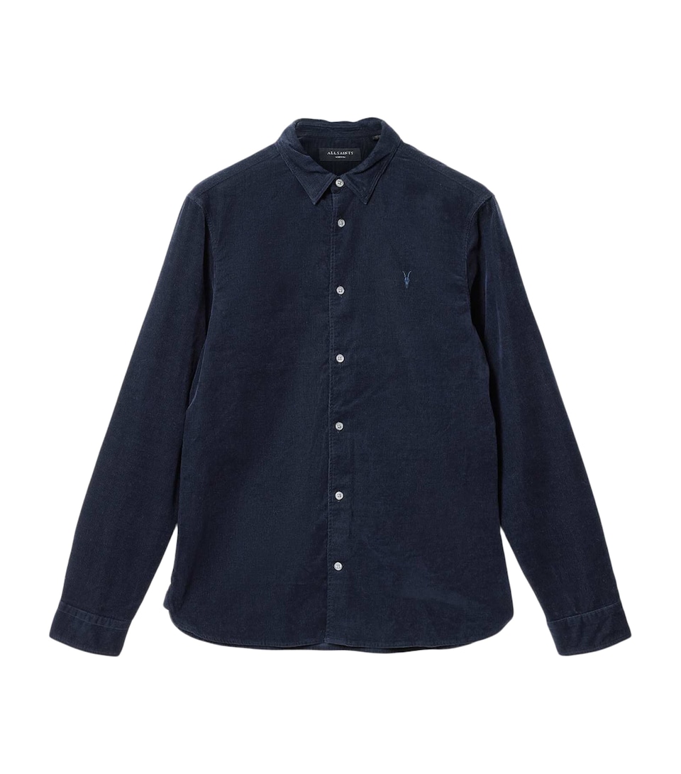 AllSaints Mens Cotton Corduroy Birchwood Shirt Sapphire Blue