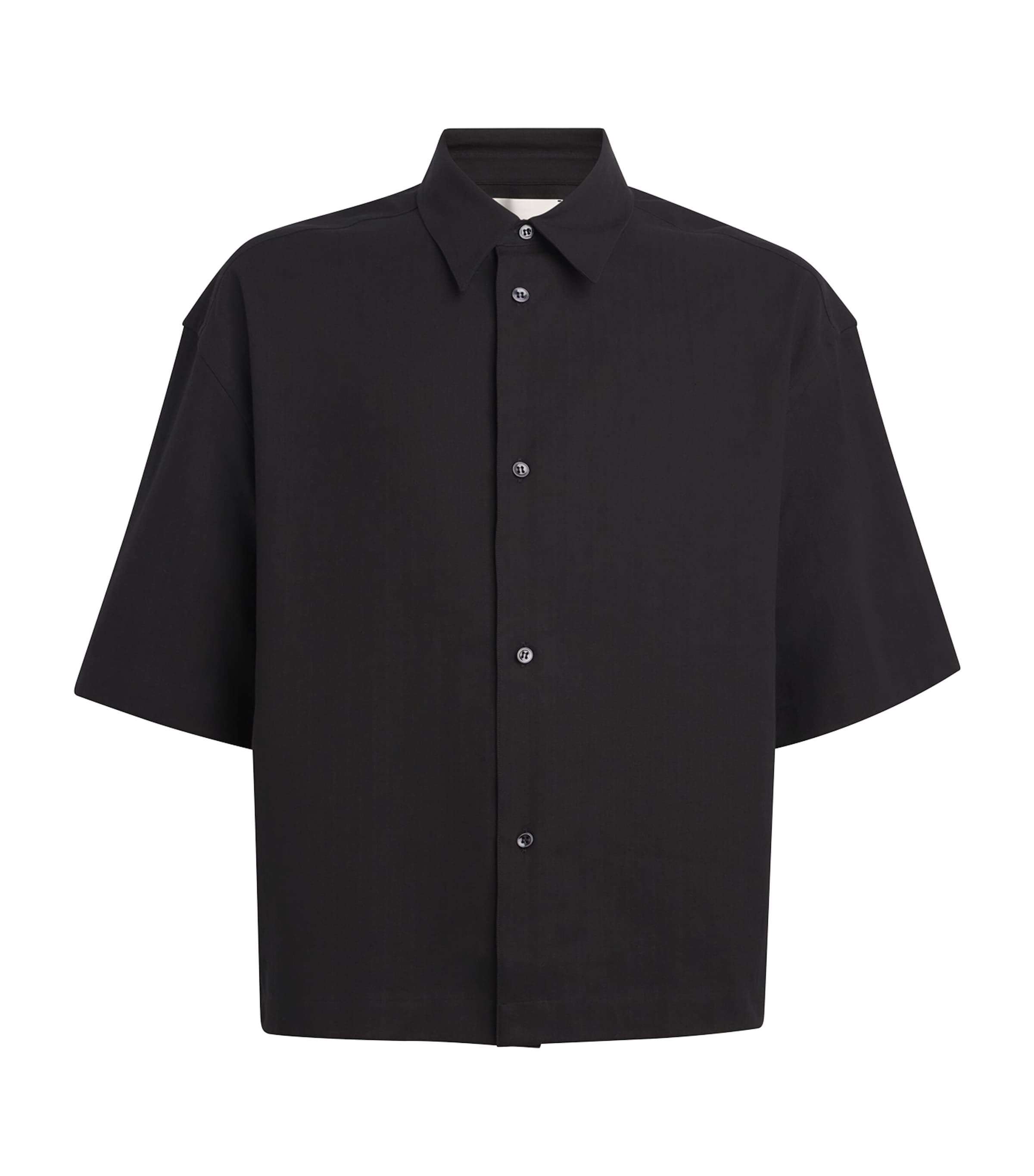 Studio Nicholson Mens Matelassé Boxy Sanko Shirt Black