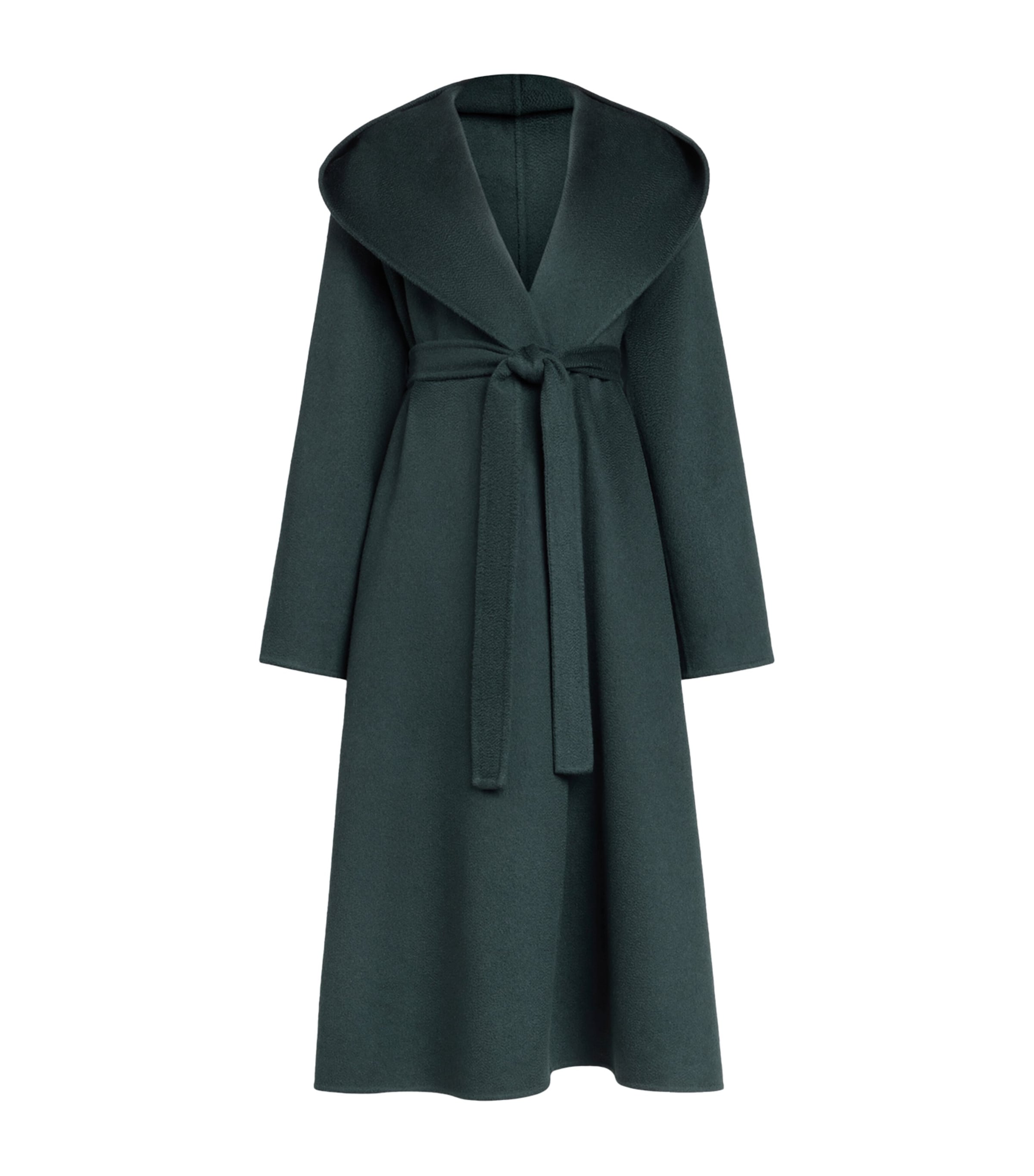 Alaïa Womens Cashmere Hooded Wrap Coat Vert Fonce