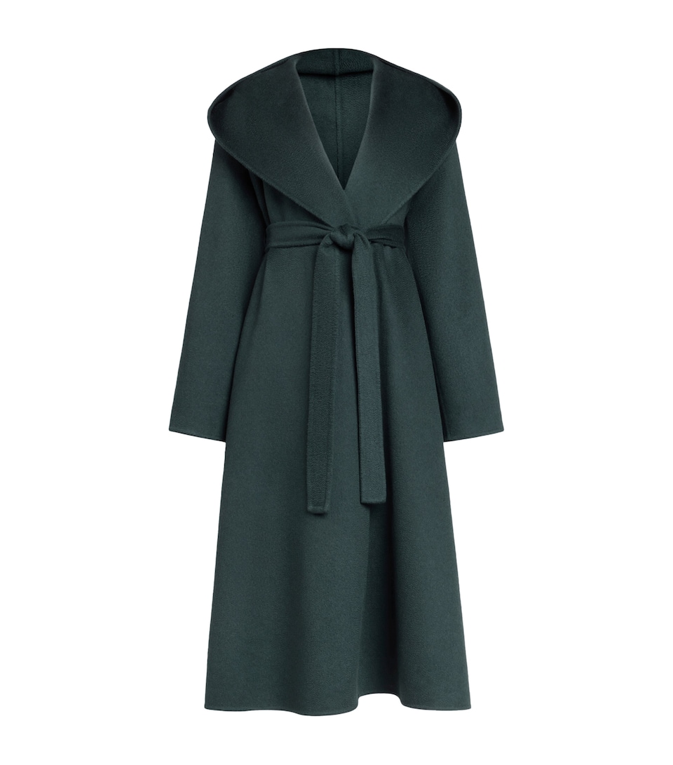 Alaïa Womens Cashmere Hooded Wrap Coat Vert Fonce