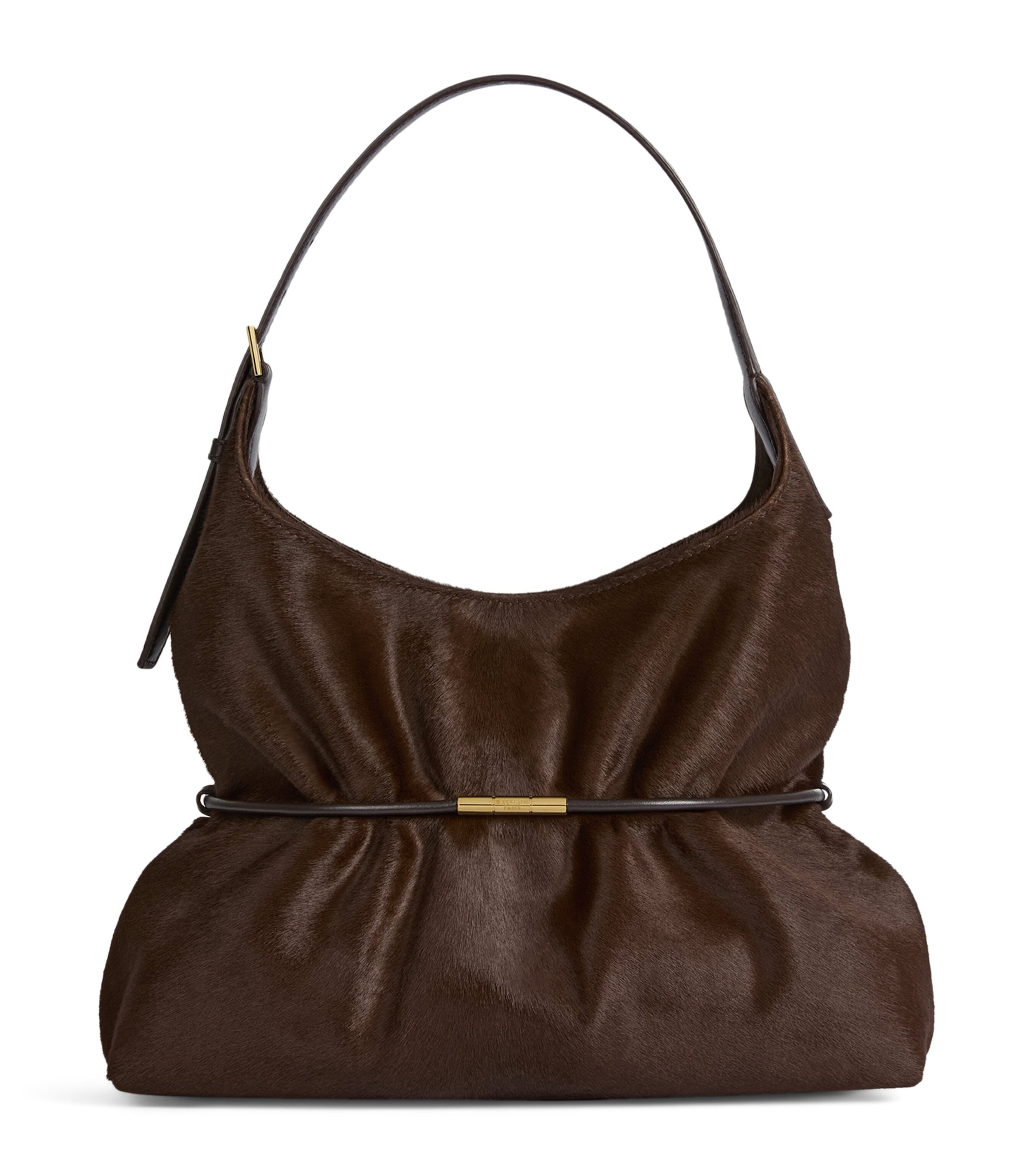 Balmain Medium Pony Hair Sphynx Shoulder Bag Marron Fonce