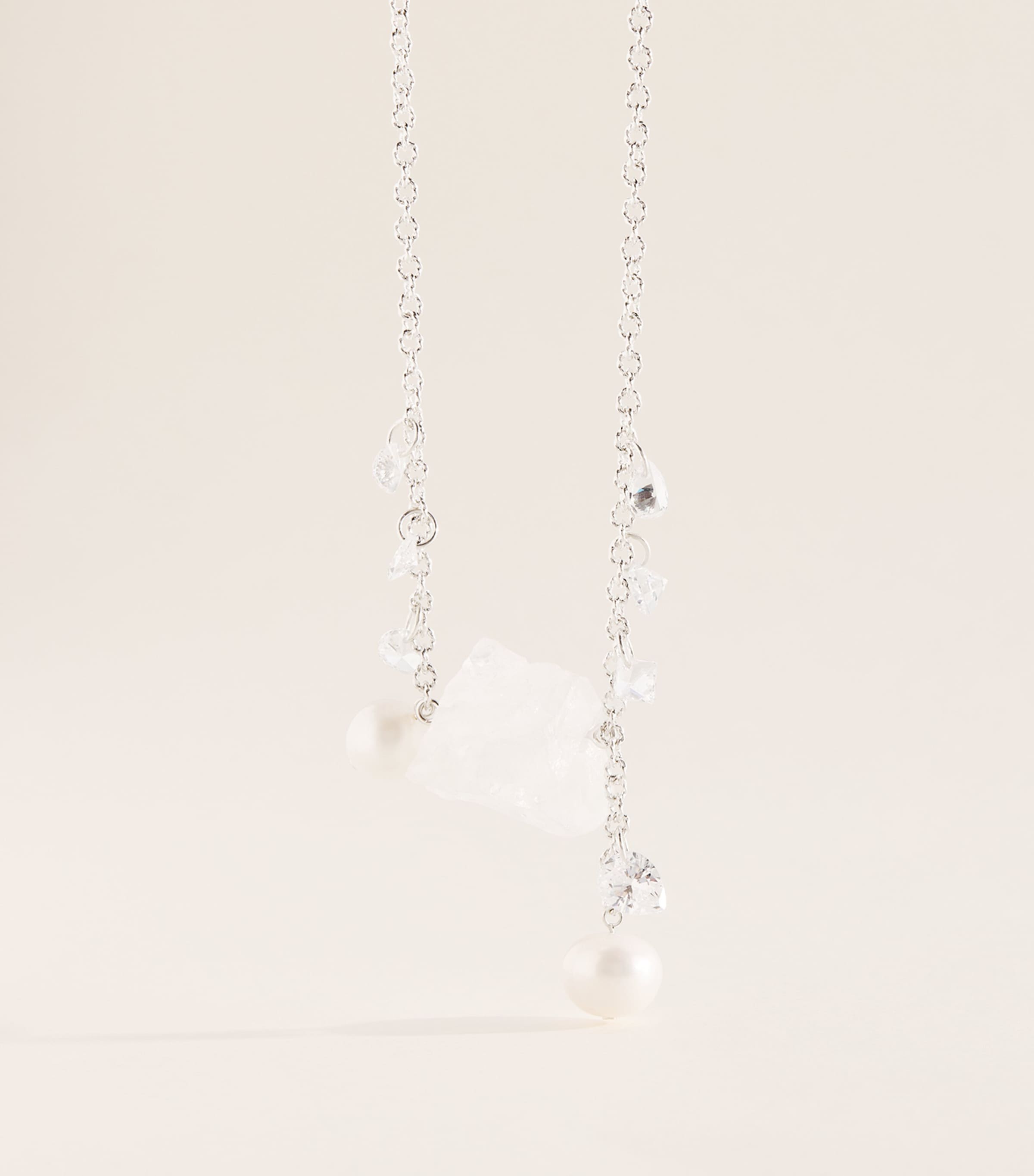 Completedworks Quarts Long Pendant Necklace Silver Plated