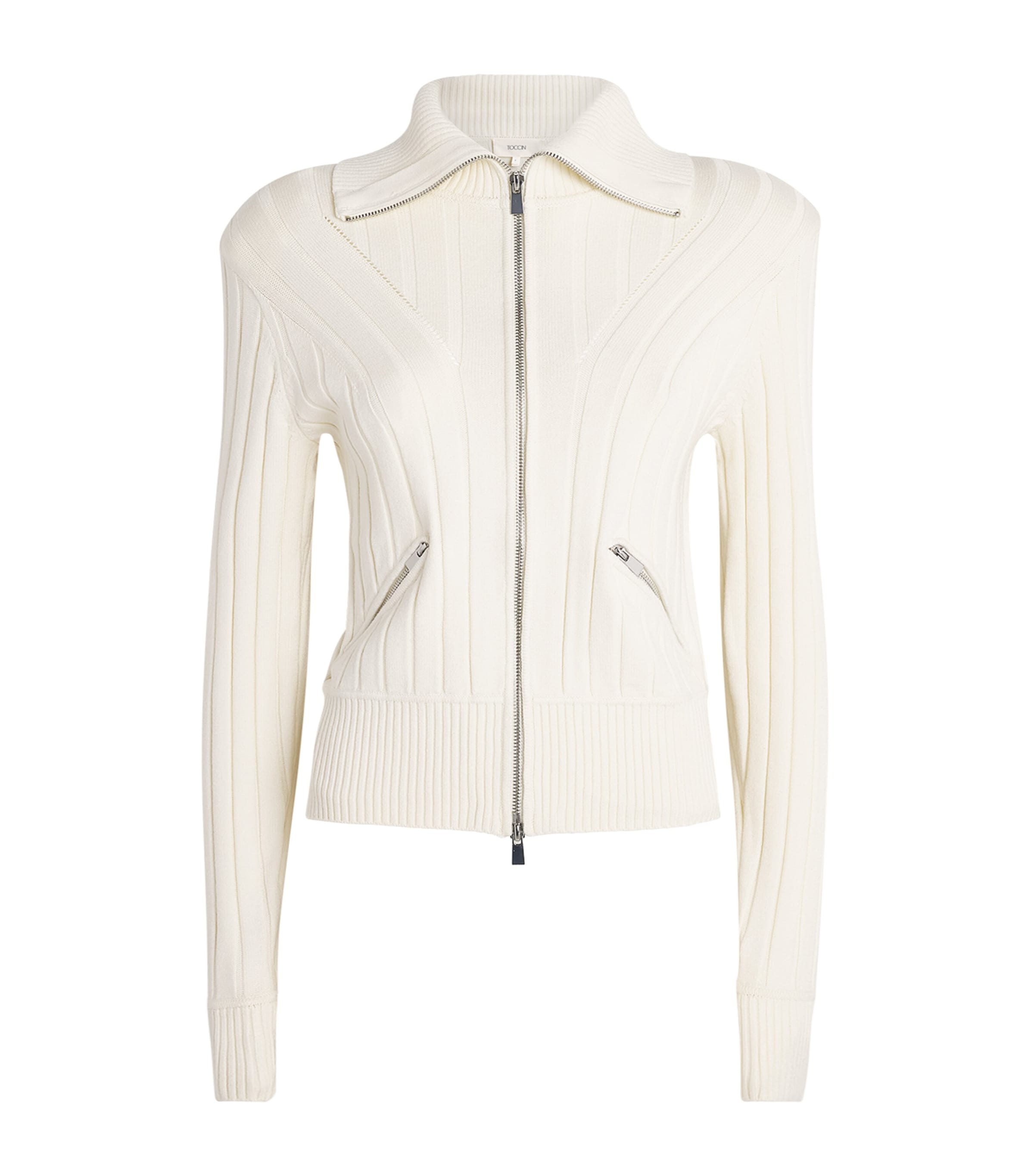 Toccin Womens Zip-Front Holly Cardigan Ivory