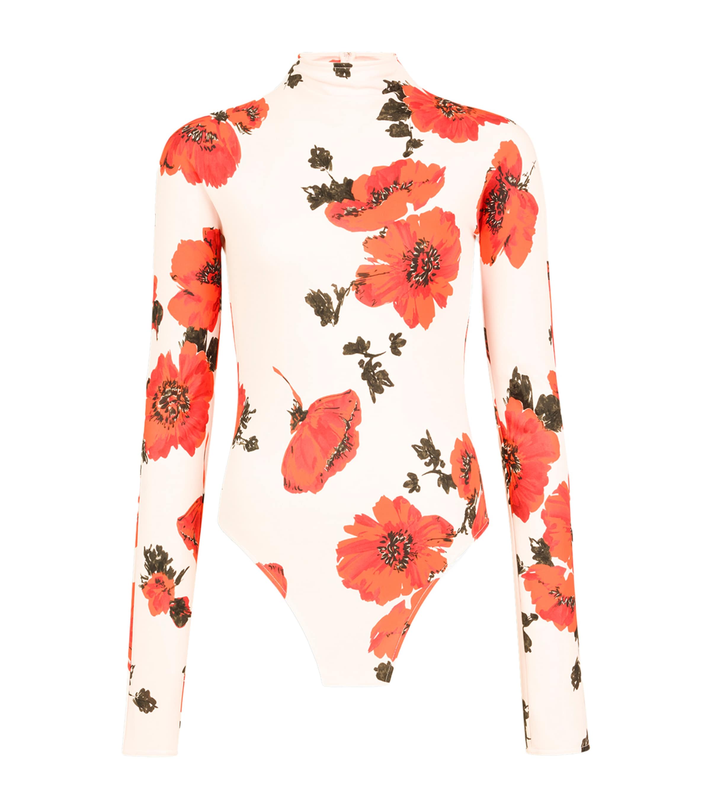 Alaïa Womens Floral Print Bodysuit Pink/red