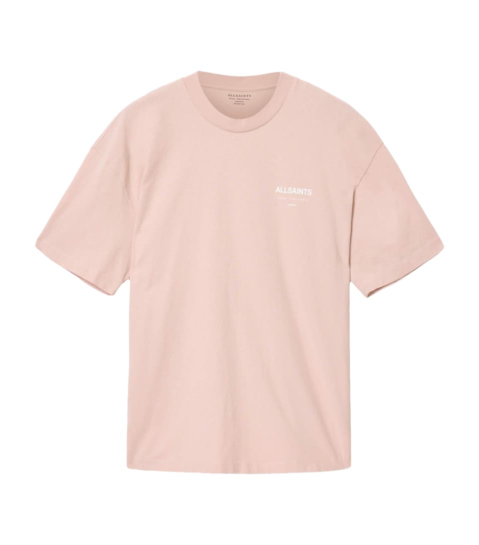 AllSaints Mens Organic Cotton Underground T-Shirt Sunbaked Pink