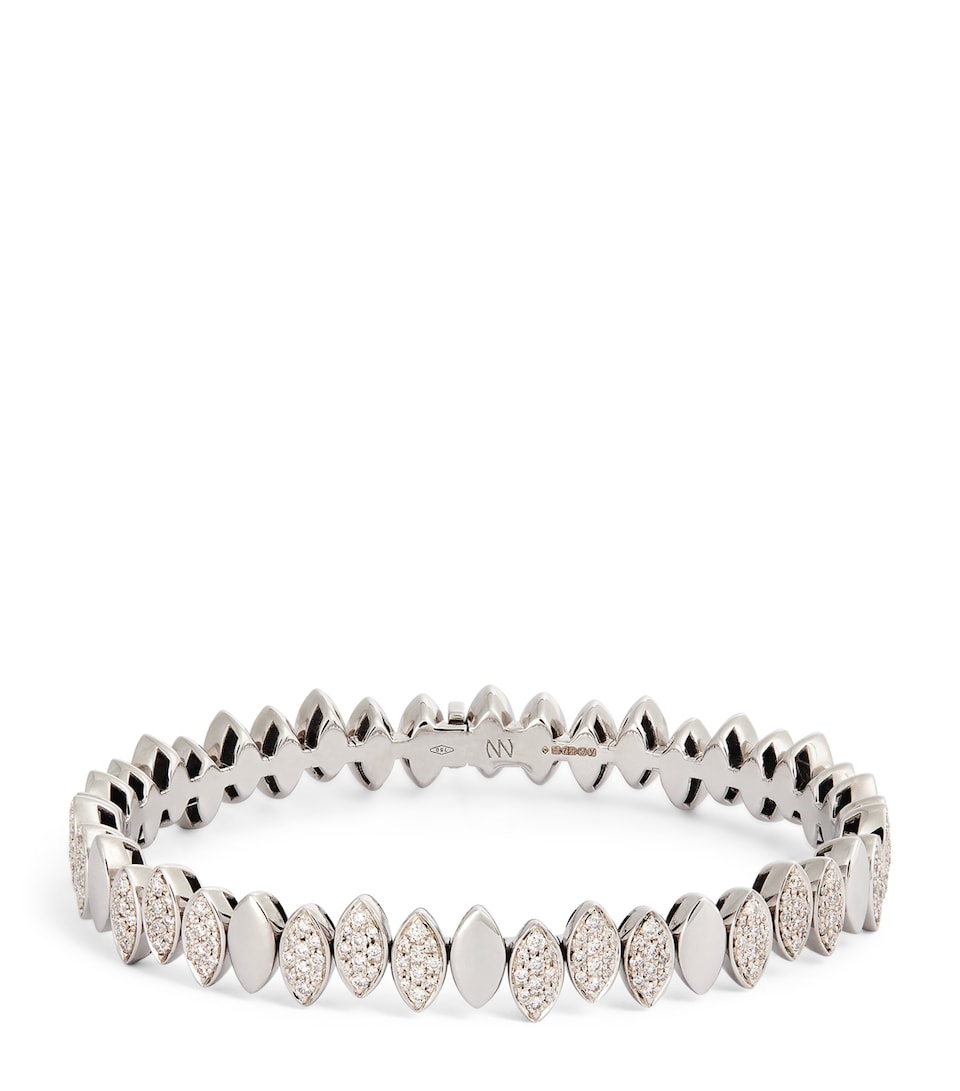 White Gold and Diamond Navette Bangle