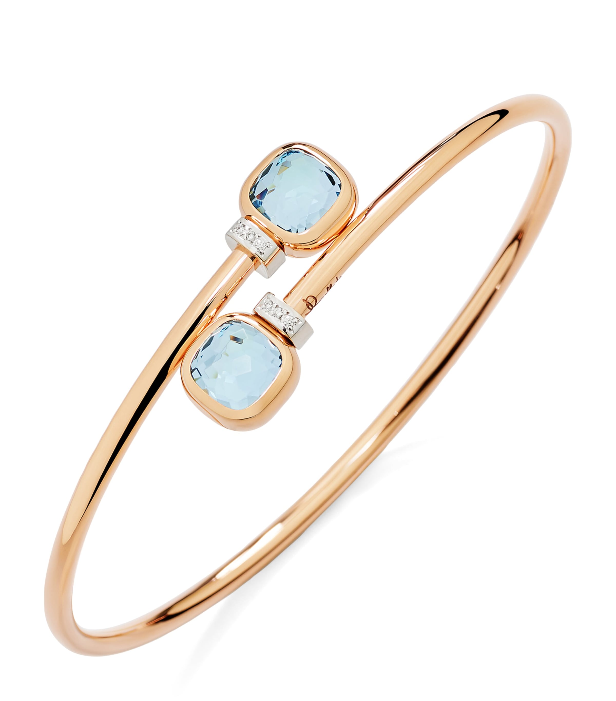 Pomellato Mixed Gold, Blue Topaz and Diamond Nudo Bangle